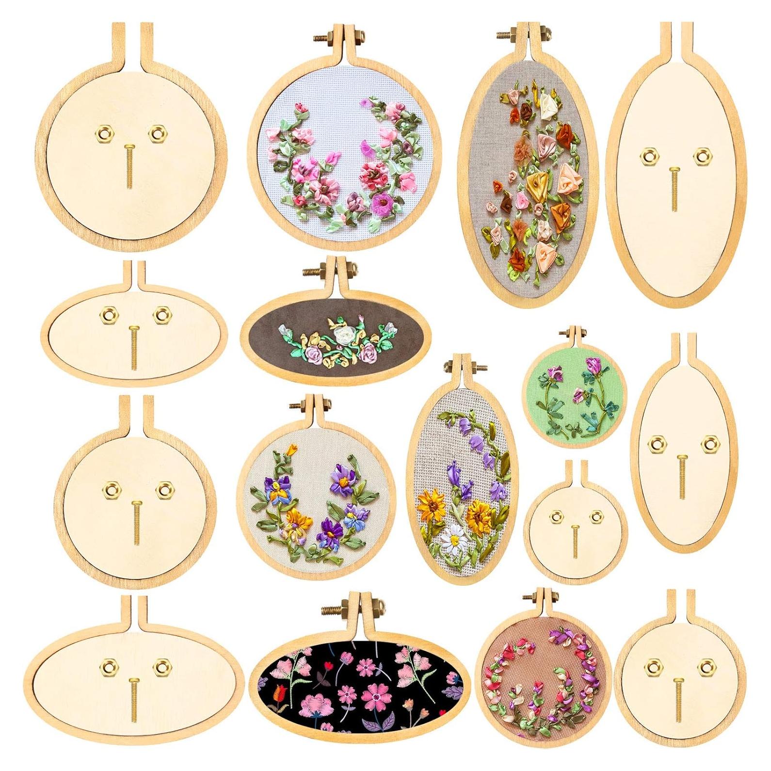 Mini Aros de Bordado de Madera Syhood - 16 Juegos Variados