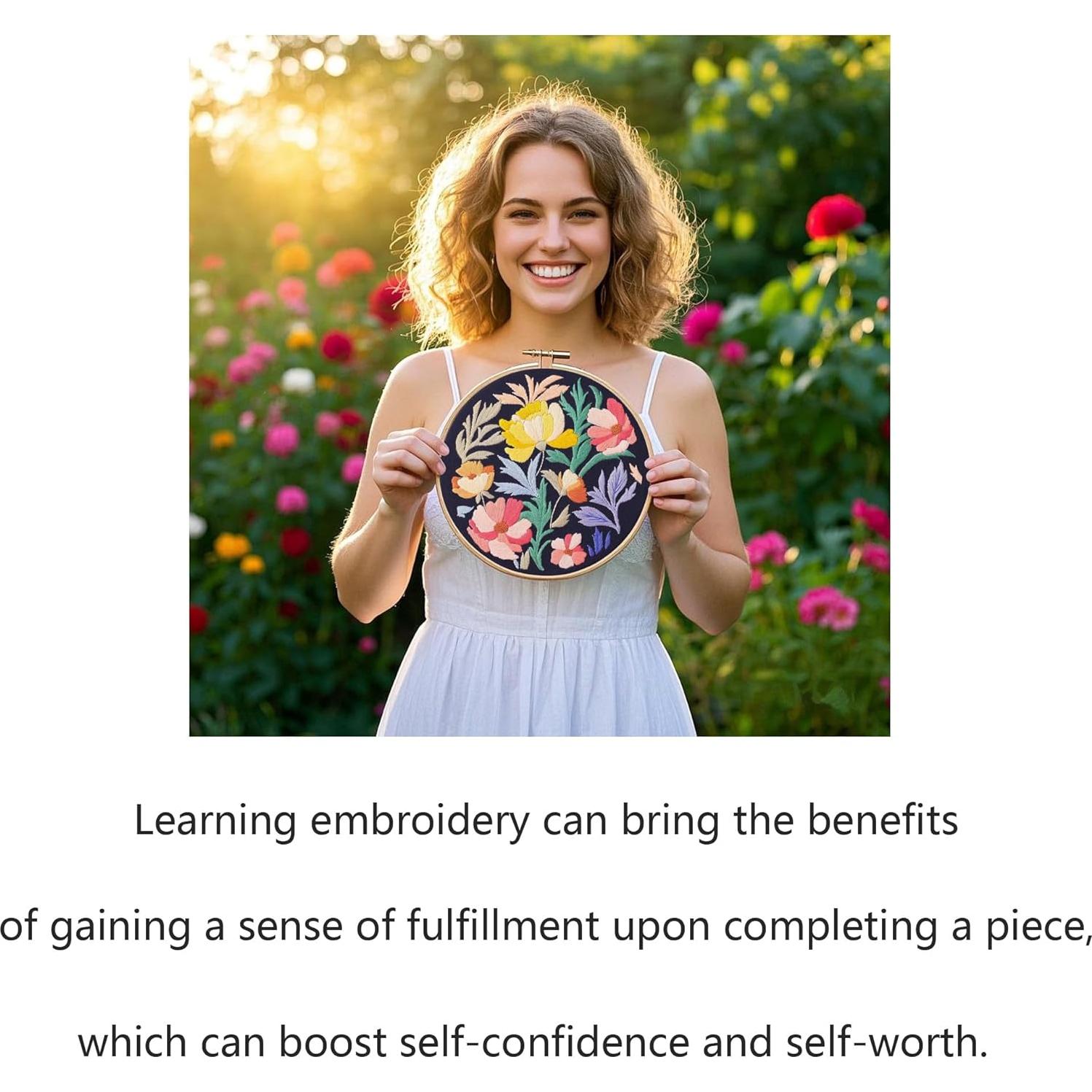 Kit de Bordado Myfelicity - 3 Aros Decorativos Flores