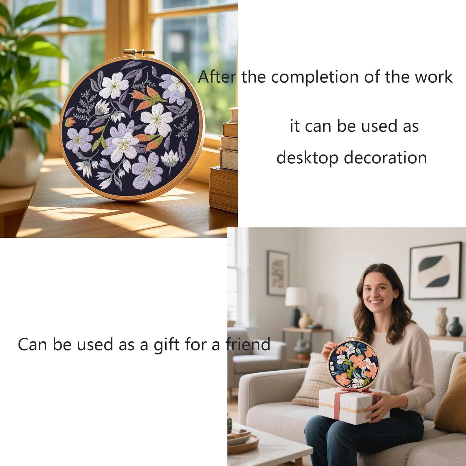 Kit de Bordado Myfelicity - 3 Aros Decorativos Flores