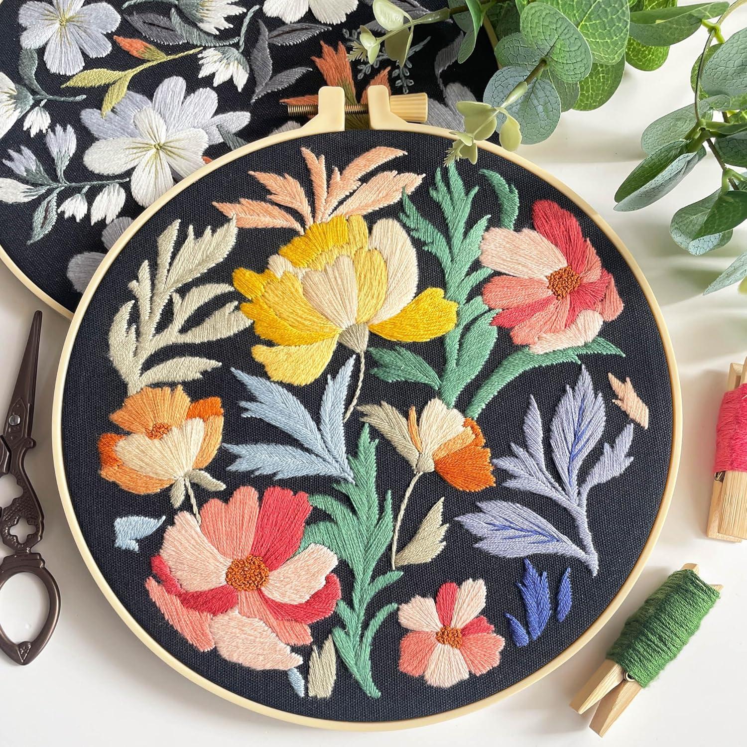 Kit de Bordado Myfelicity - 3 Aros Decorativos Flores