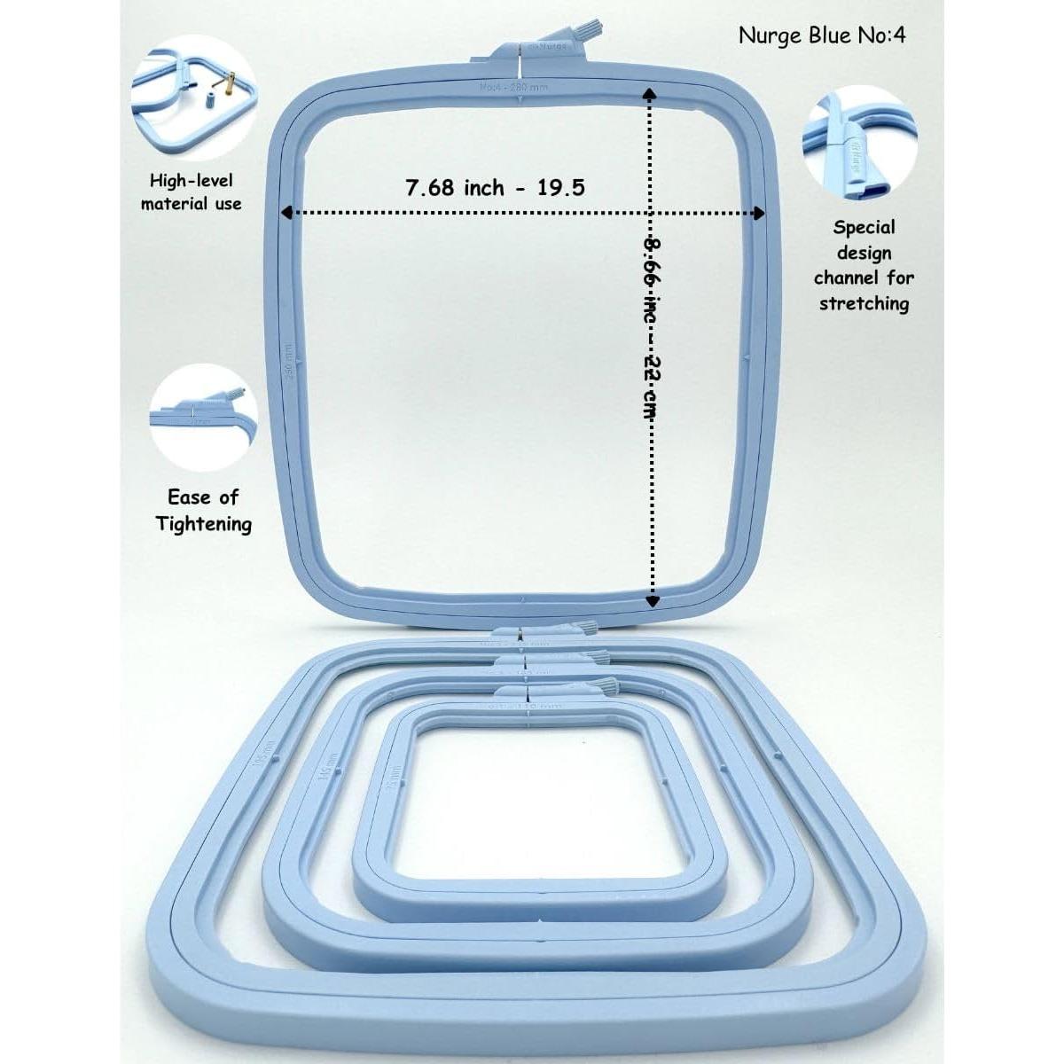 Aro de Bordado Cuadrado Grande Nurge Azul 25x28cm