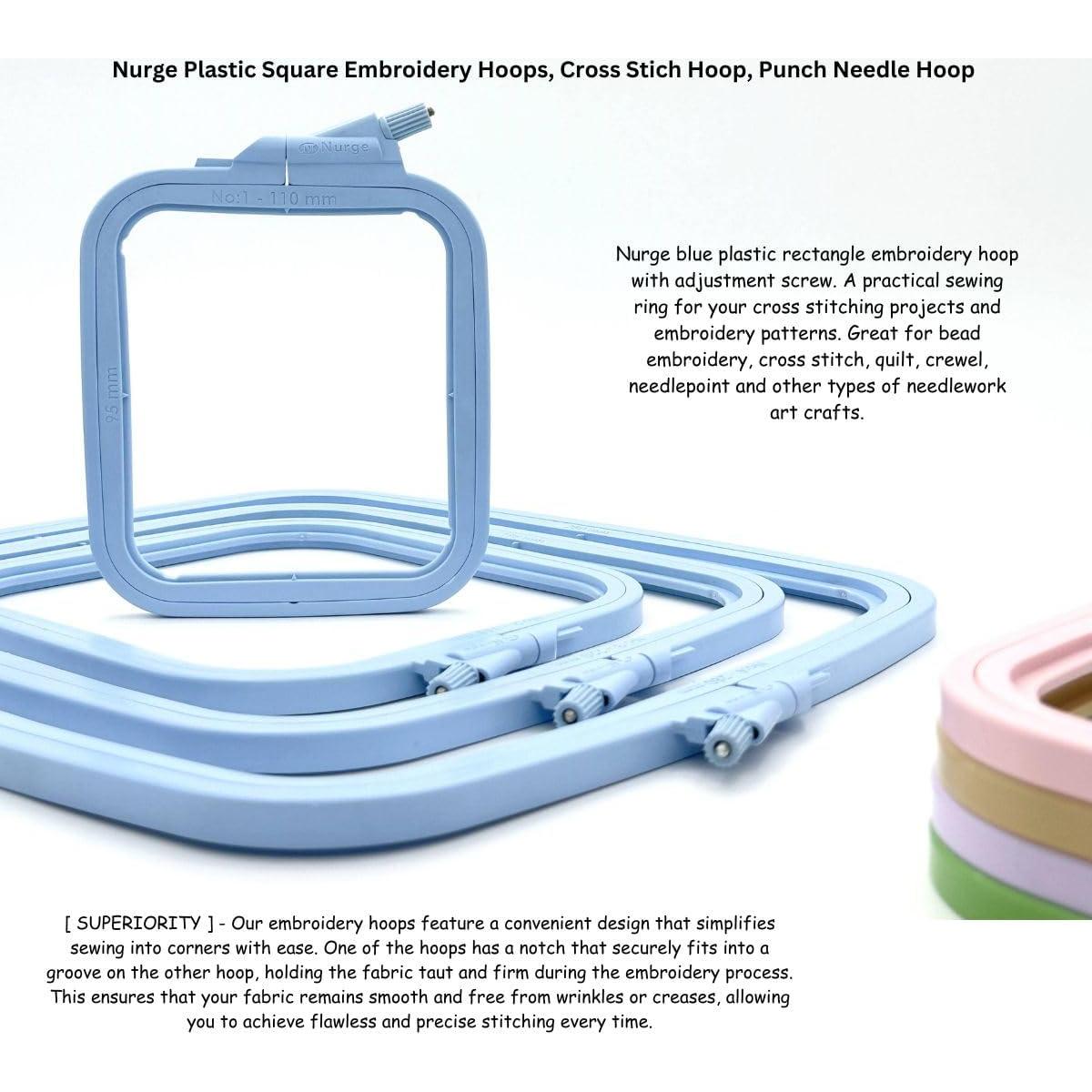 Aro de Bordado Cuadrado Grande Nurge Azul 25x28cm