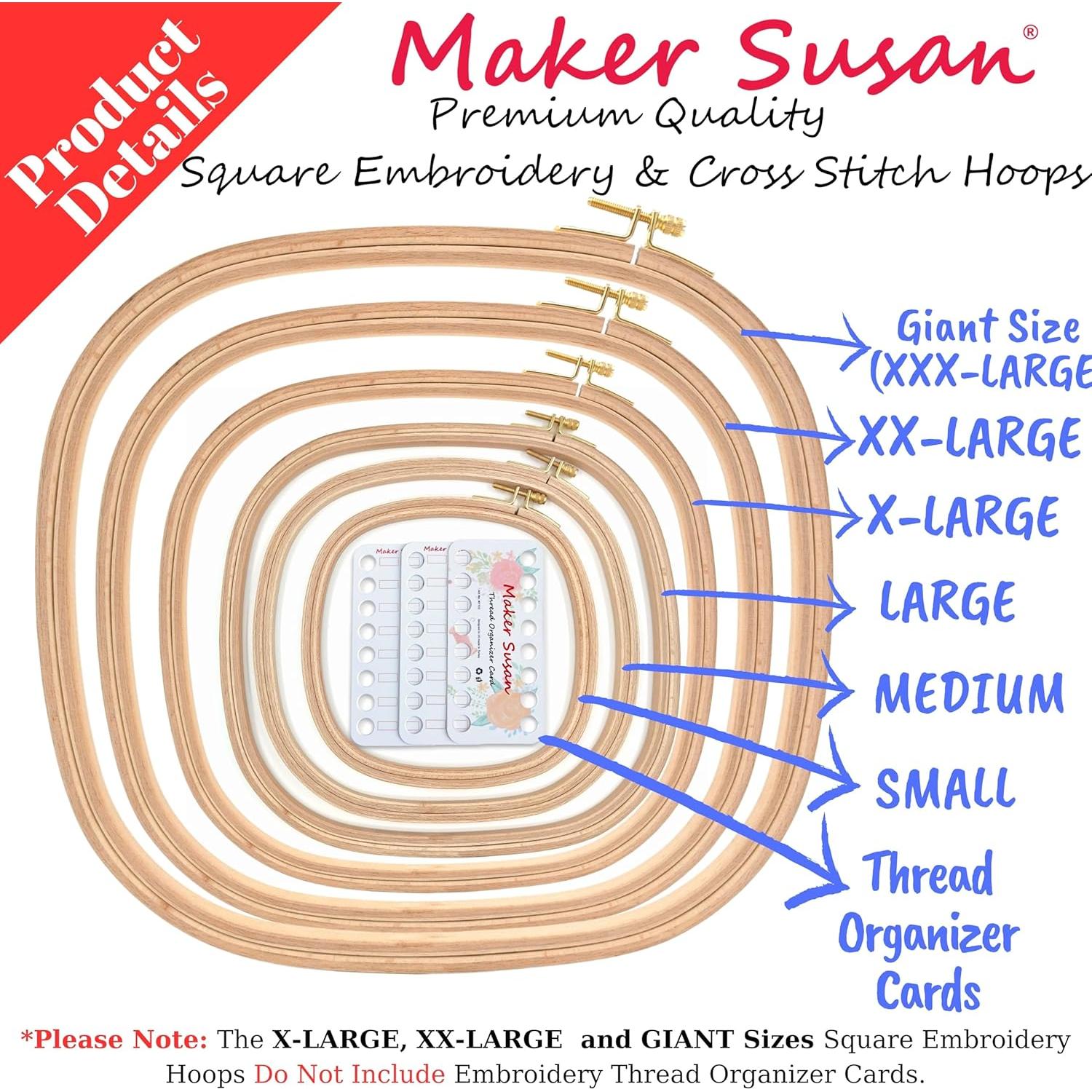 Aro de Bordado Cuadrado Maker Susan X-Large 31.5 cm Madera