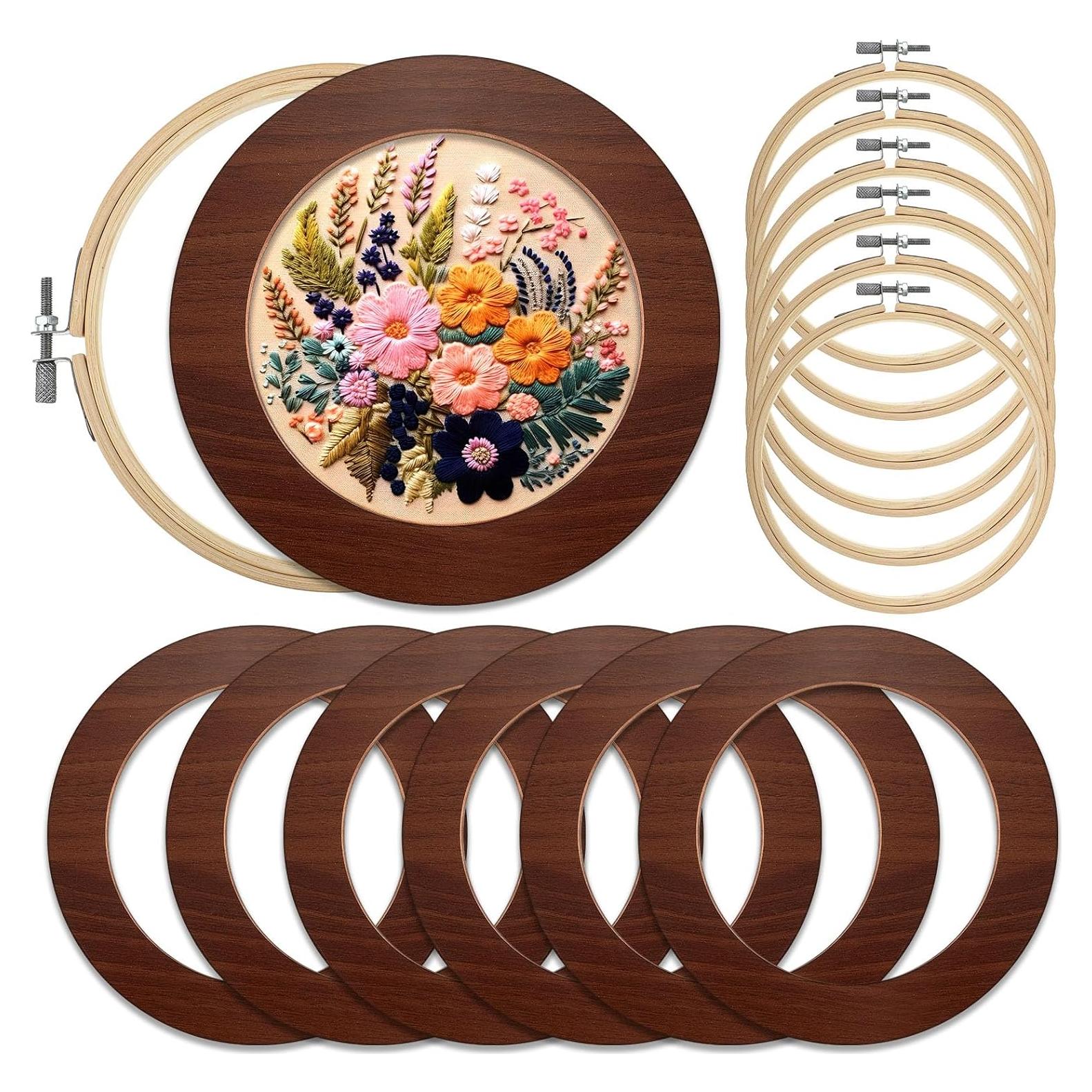 RattanView 12 Pcs Marcos de Bordado Madera 6 Pulgadas