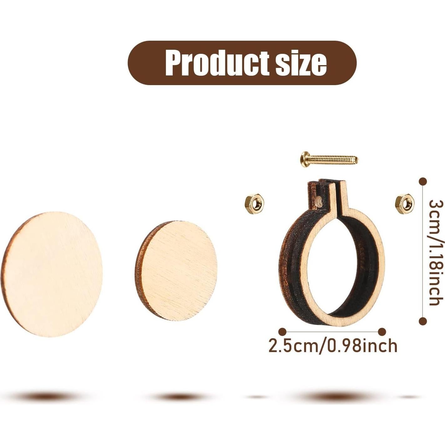Jetec 60 Mini Aros de Bordado de Madera 3x2.5 cm Ajustables