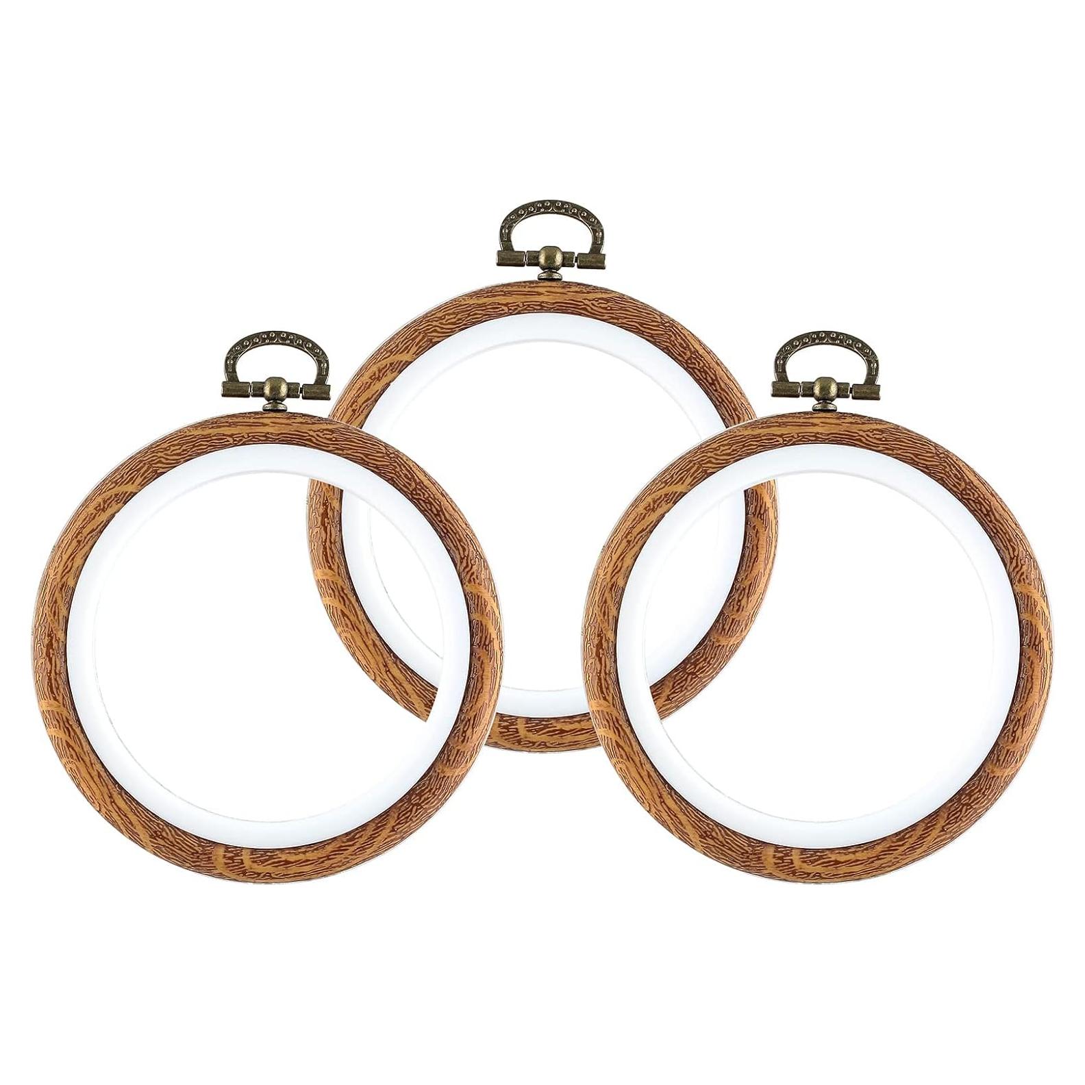 Juego de 3 Aros de Bordado 10 cm Piutouyar Imitación Madera