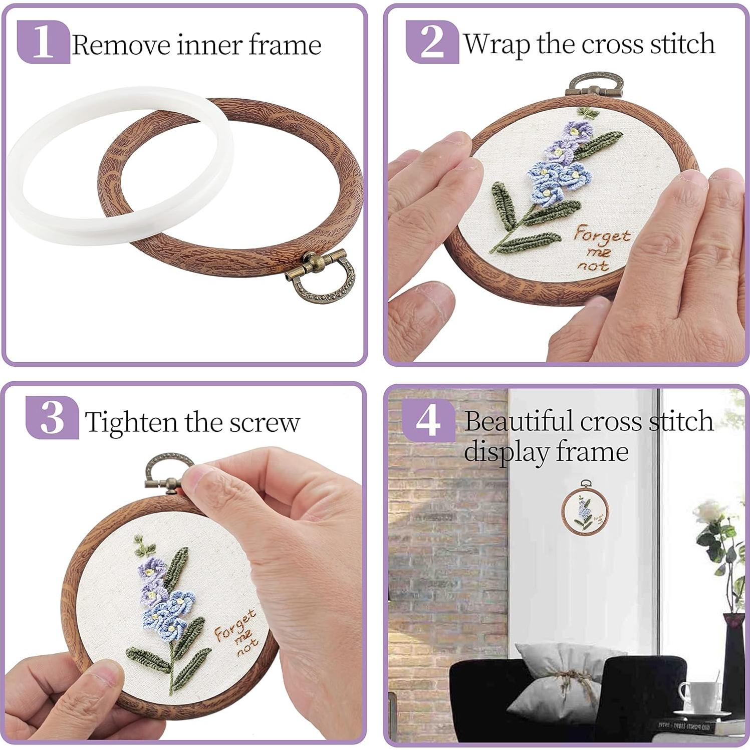 Juego de 3 Aros de Bordado 10 cm Piutouyar Imitación Madera