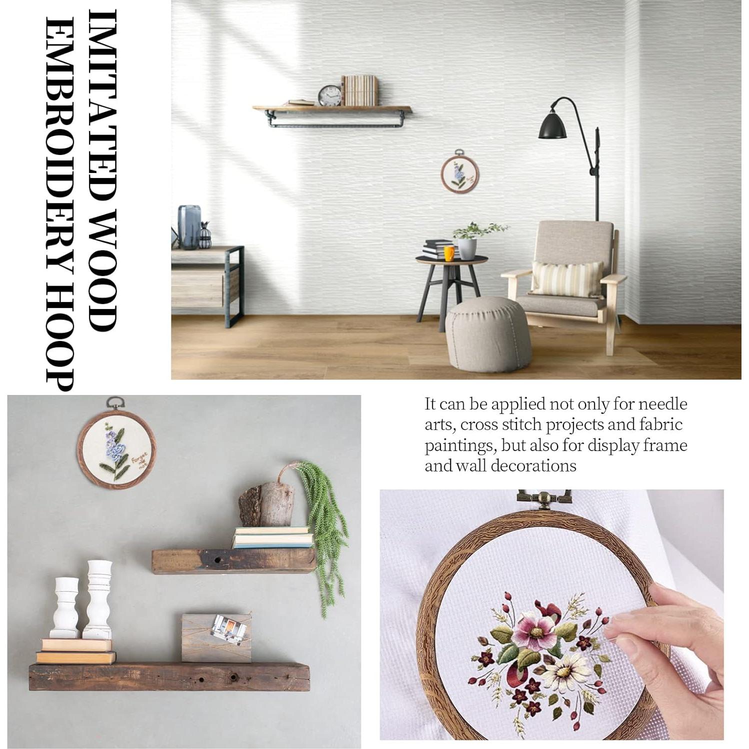 Juego de 3 Aros de Bordado 10 cm Piutouyar Imitación Madera