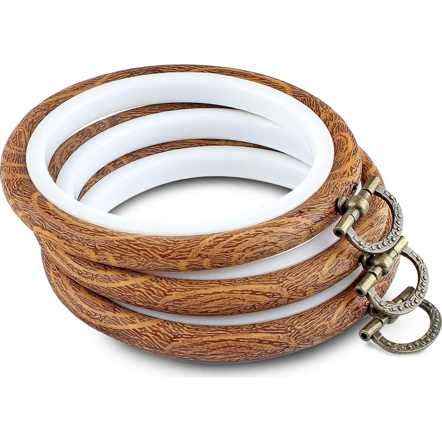 Juego de 3 Aros de Bordado 10 cm Piutouyar Imitación Madera