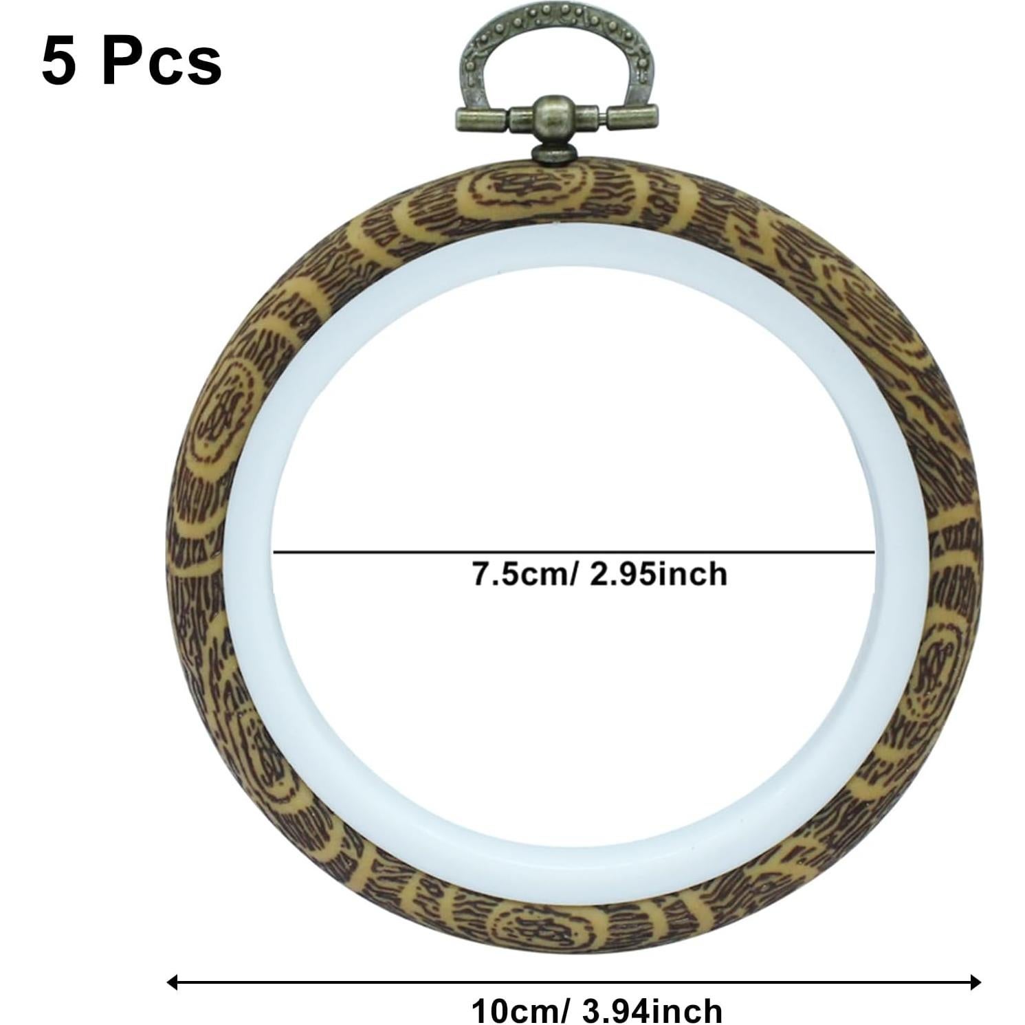 Kyuionty 3 Marcos Redondos de Bordado 10 cm Imitación Madera