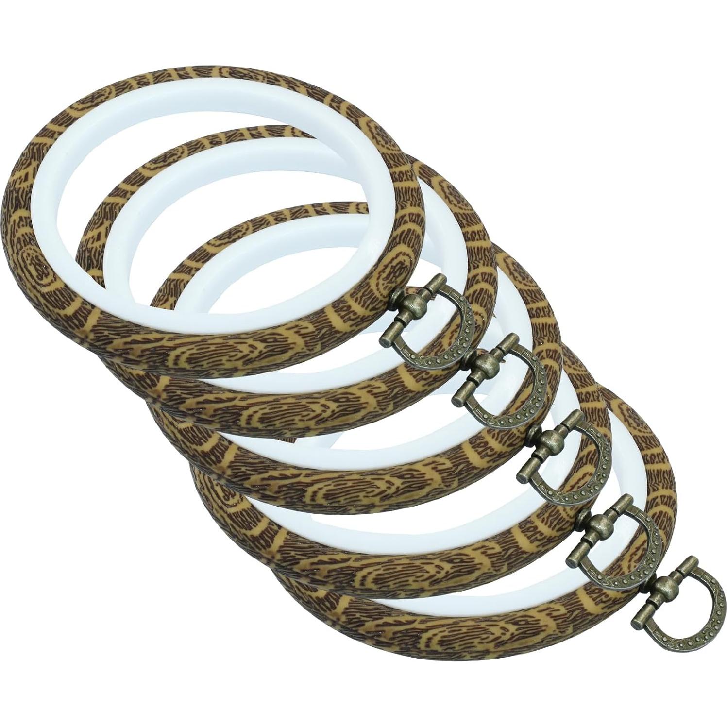 Kyuionty 3 Marcos Redondos de Bordado 10 cm Imitación Madera