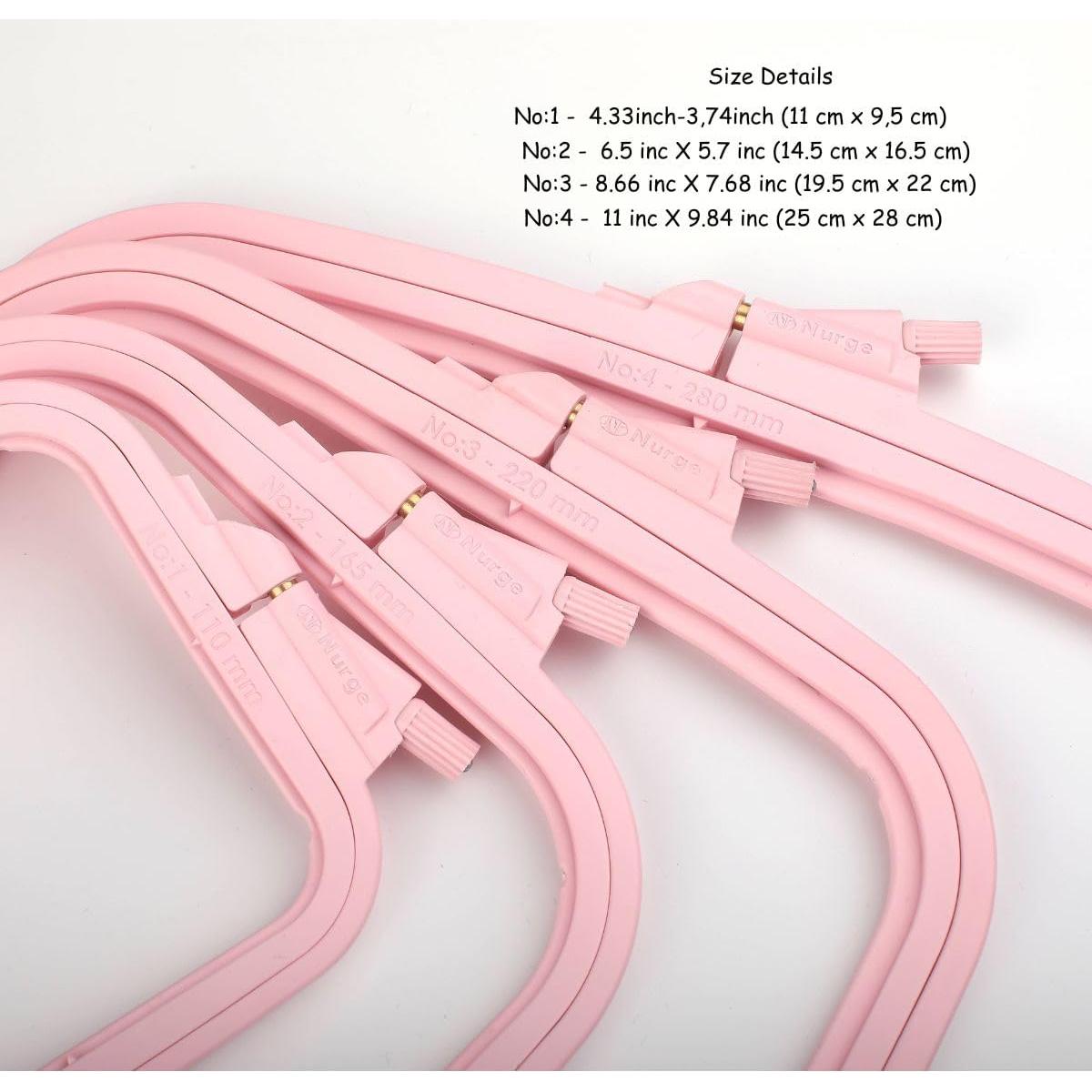 Juego de 4 Aros de Bordado Rectangulares Nurge Rosa 14.5-25 cm