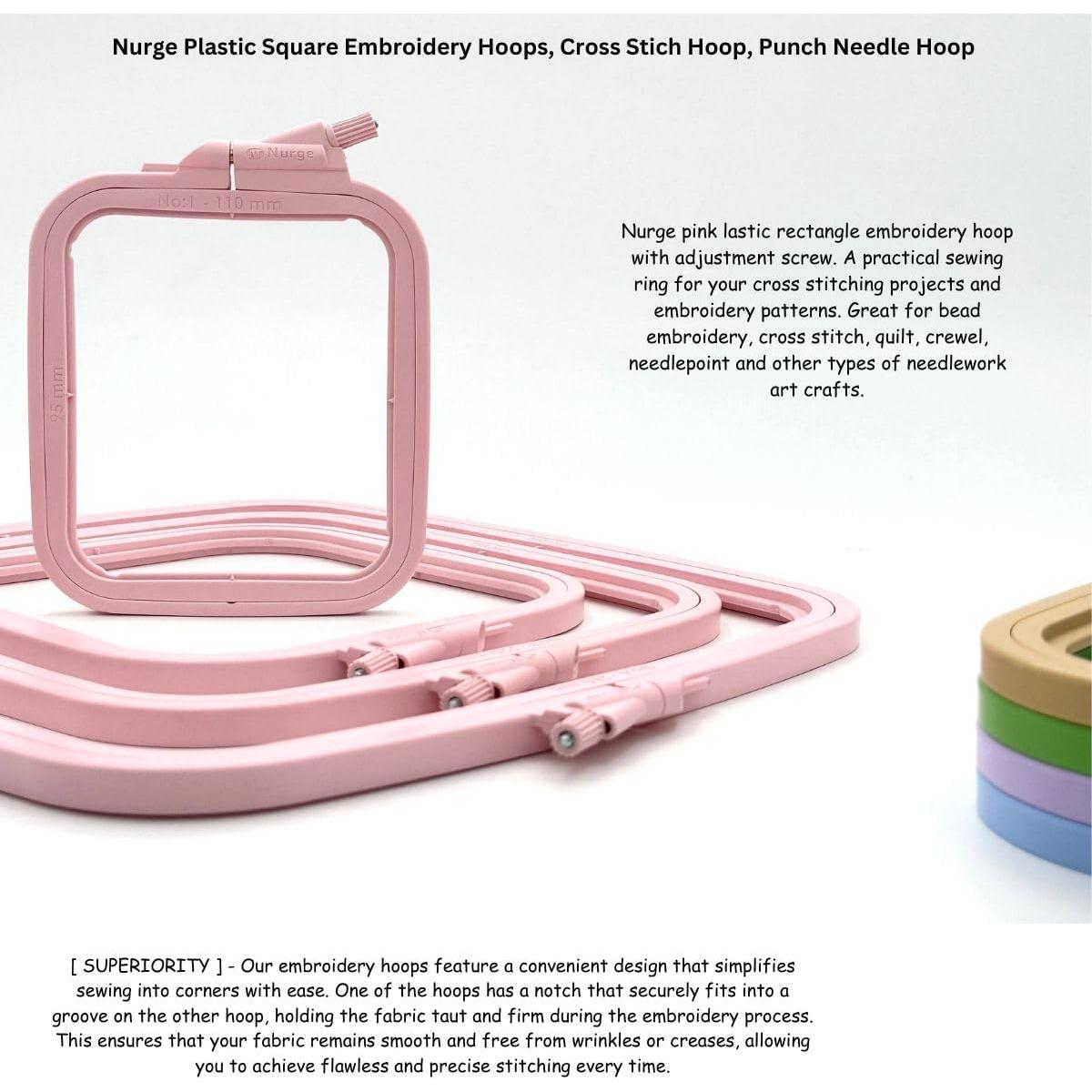 Juego de 4 Aros de Bordado Rectangulares Nurge Rosa 14.5-25 cm