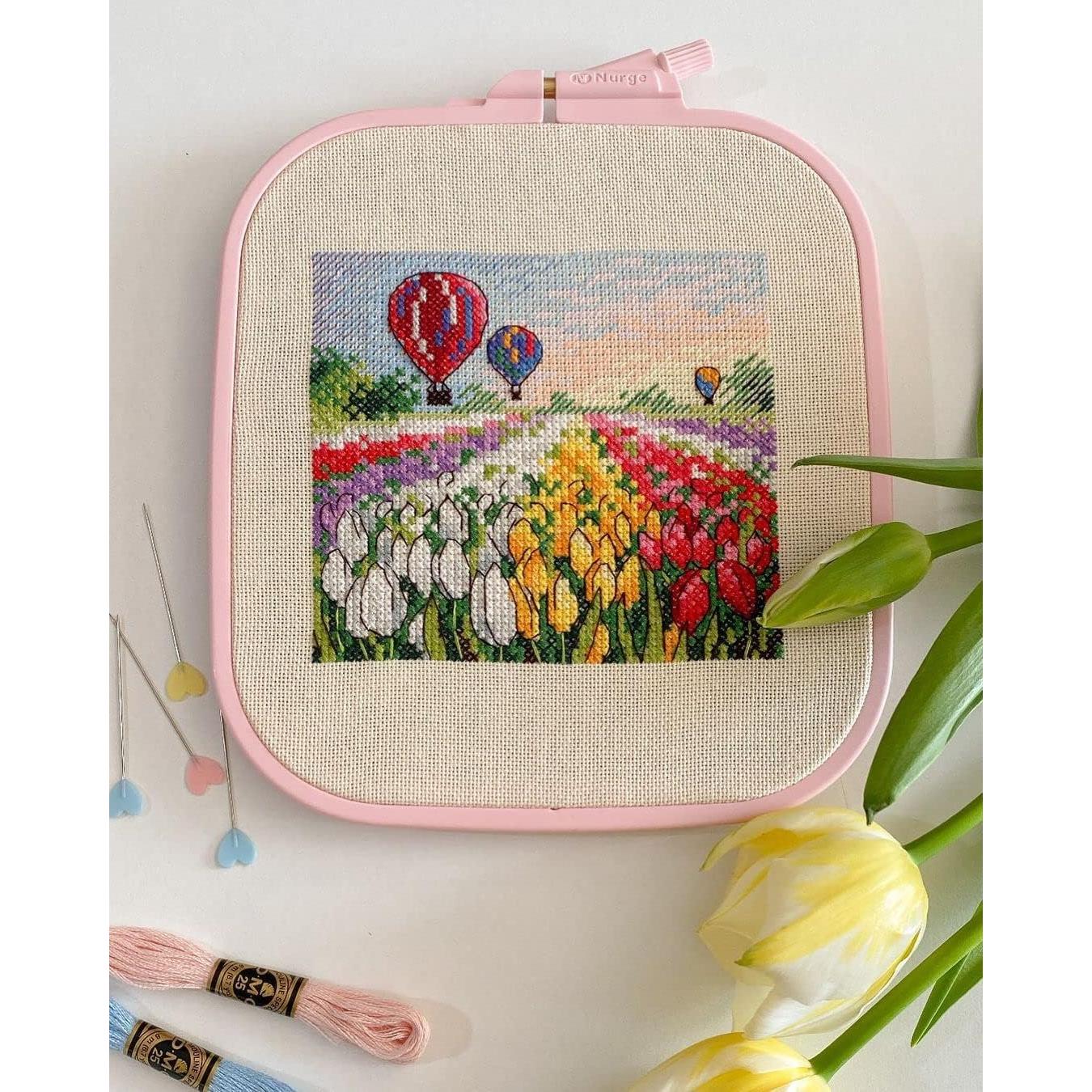 Juego de 4 Aros de Bordado Rectangulares Nurge Rosa 14.5-25 cm