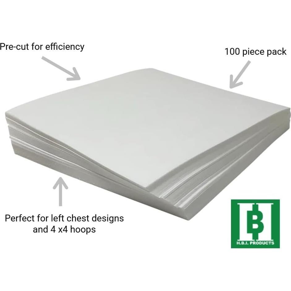 Estabilizador de Bordado Cut Away H.B.I. 20cm x 20cm 100 Piezas