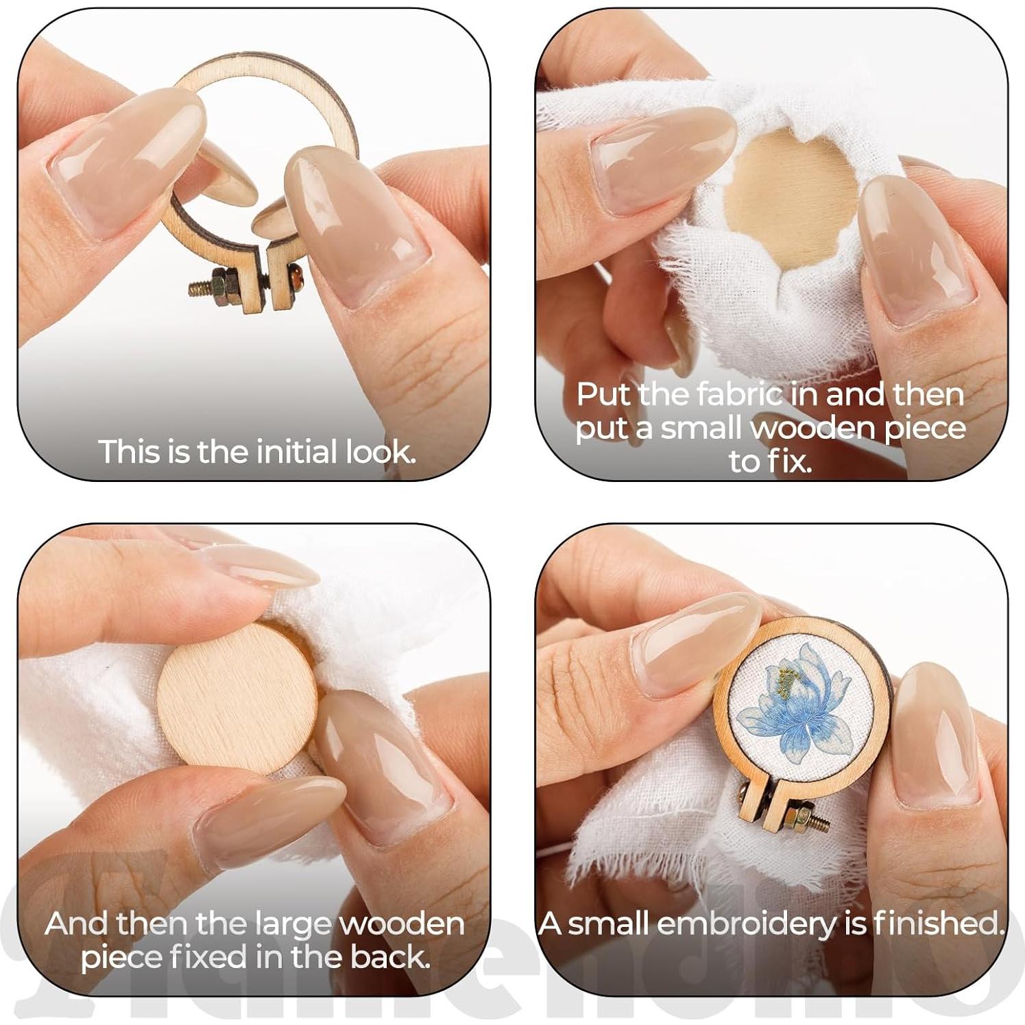 Framendino, 20 Pack Mini Embroidery Hoops Wood Round Cross Stitch for Frame Crafts Jewelry