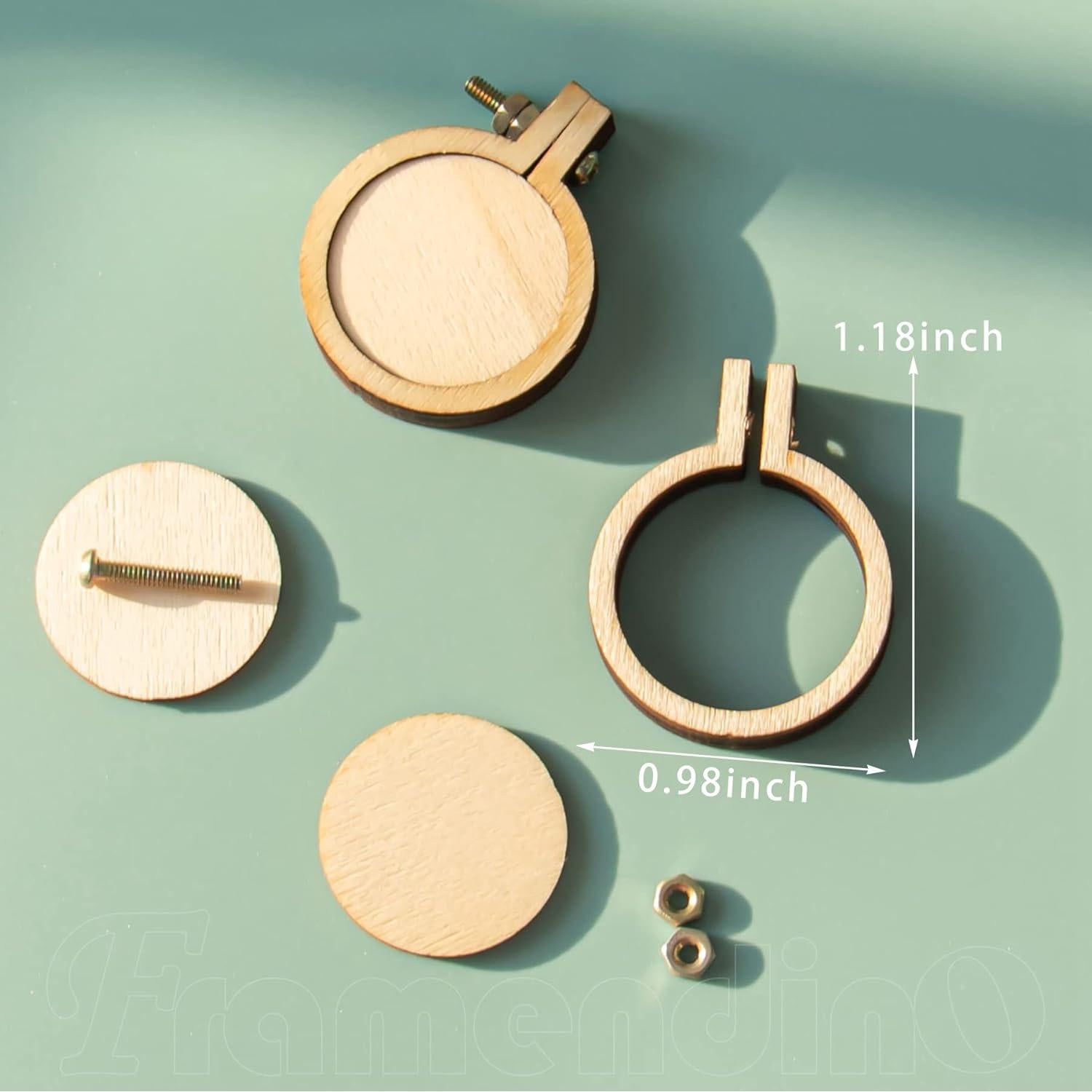 Framendino, 20 Pack Mini Embroidery Hoops Wood Round Cross Stitch for Frame Crafts Jewelry
