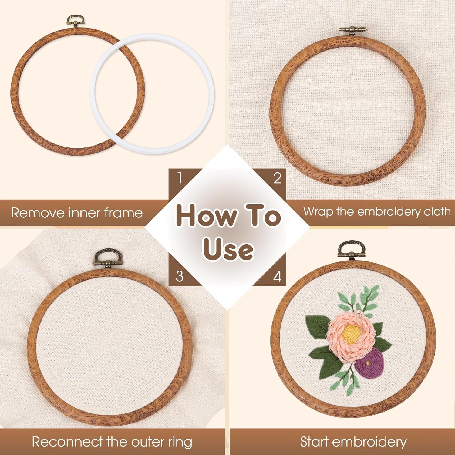 Juego de 15 Aros de Bordado de Madera 7.62cm Zuaooz