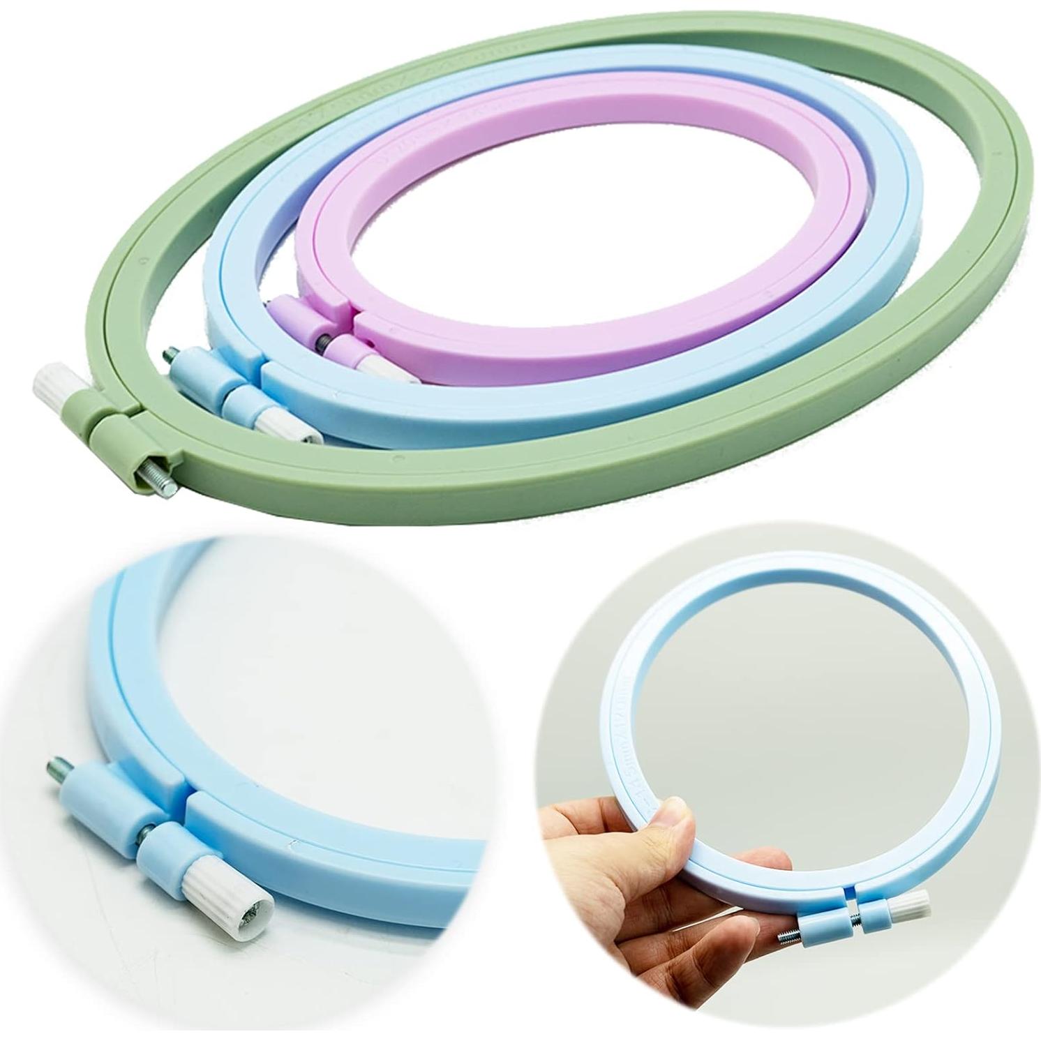 Aros de Bordado Ovalados LAMXD 3 Piezas Plástico Multicolor