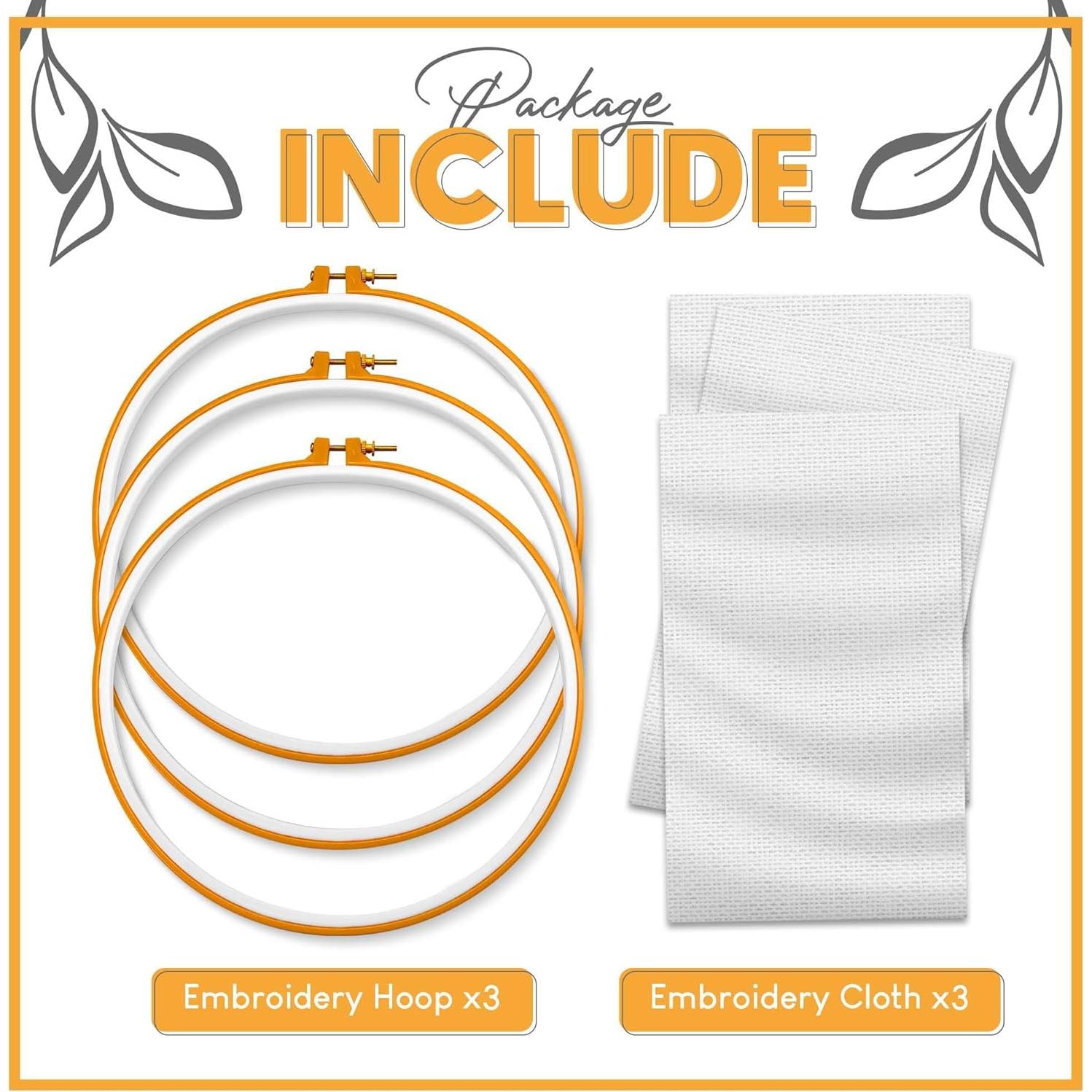 Aros de Bordado ATTERET 12.7 cm, Paquete de 3, Plástico Duradero