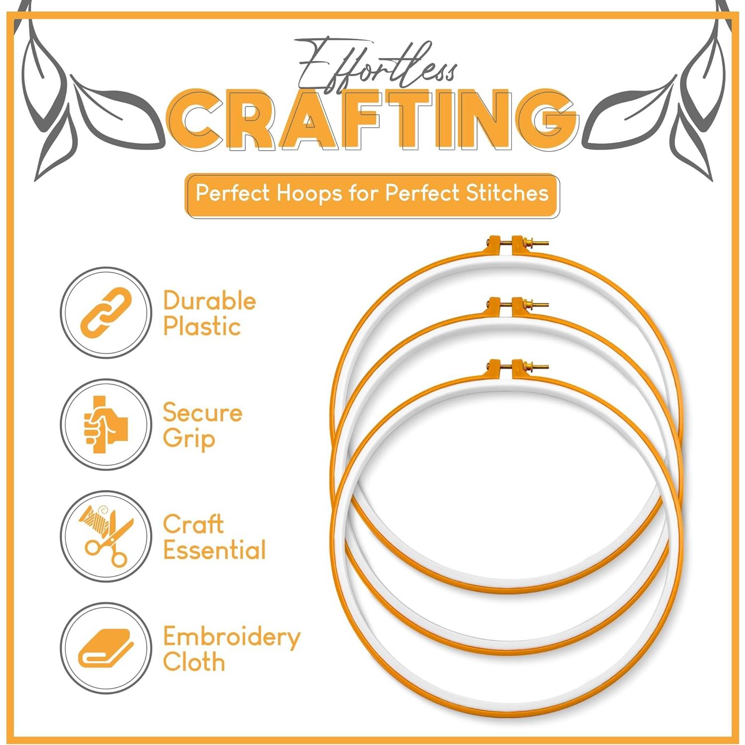 Aros de Bordado ATTERET 12.7 cm, Paquete de 3, Plástico Duradero