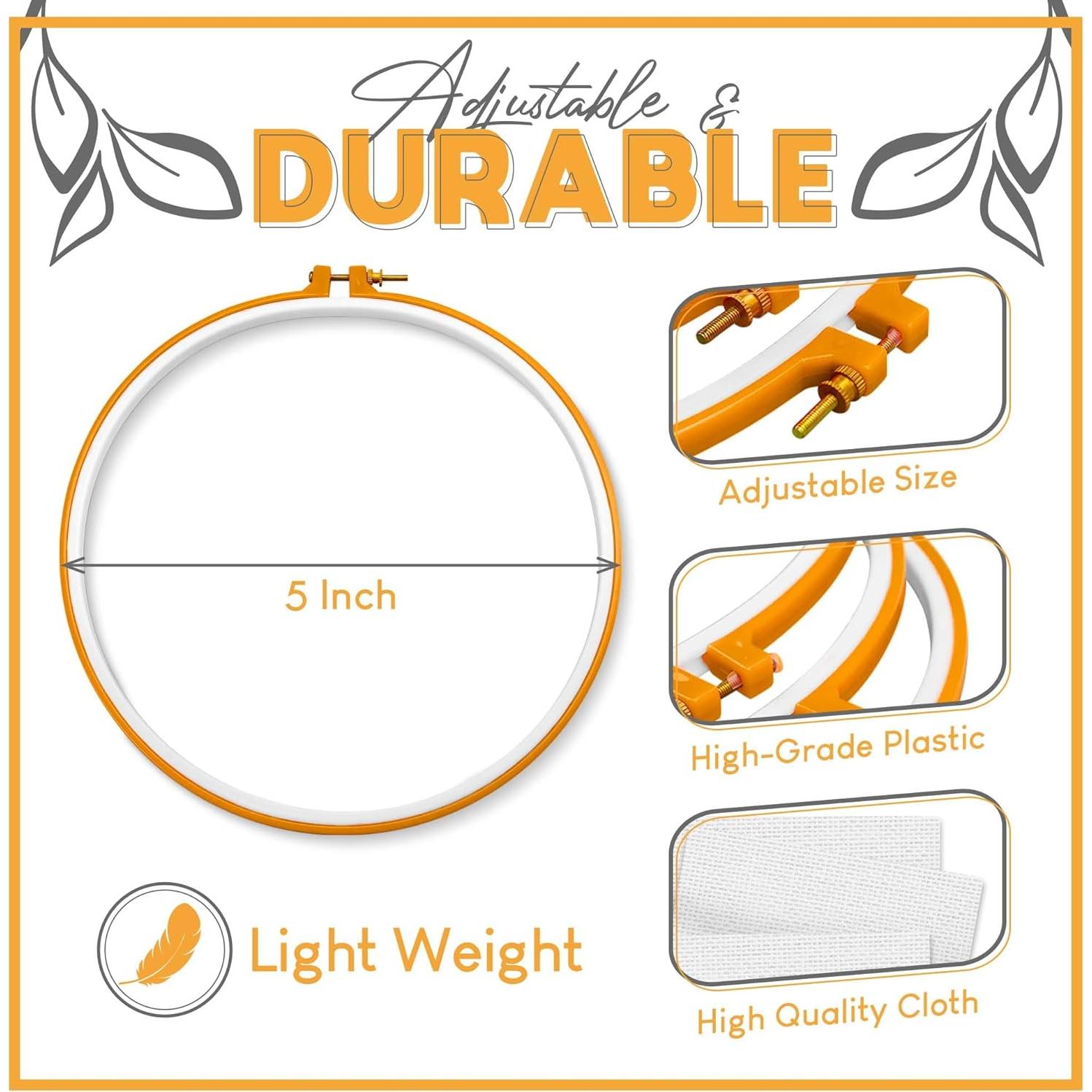 Aros de Bordado ATTERET 12.7 cm, Paquete de 3, Plástico Duradero