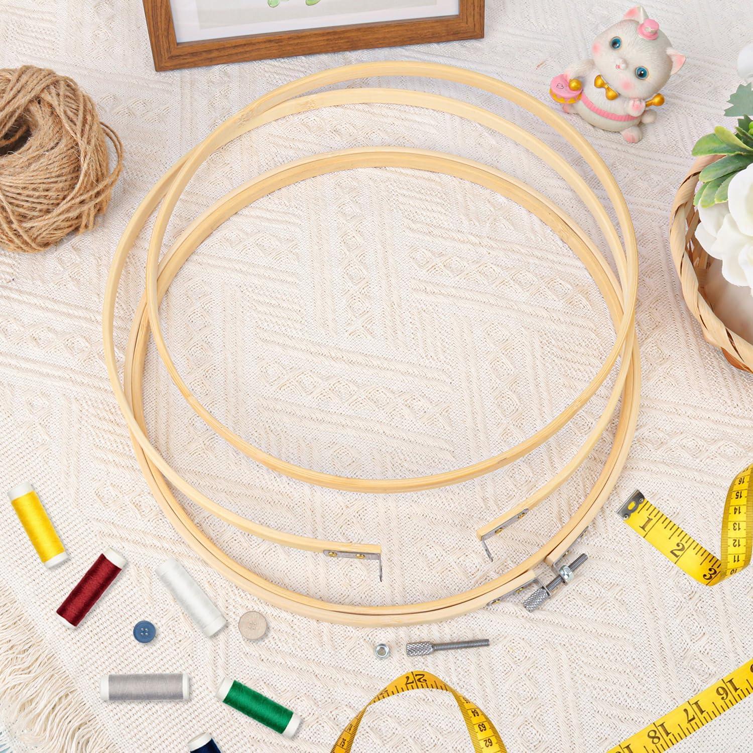 17 Aros de Bordado Ajustables IHDYPPEW 25.4 cm Bambú