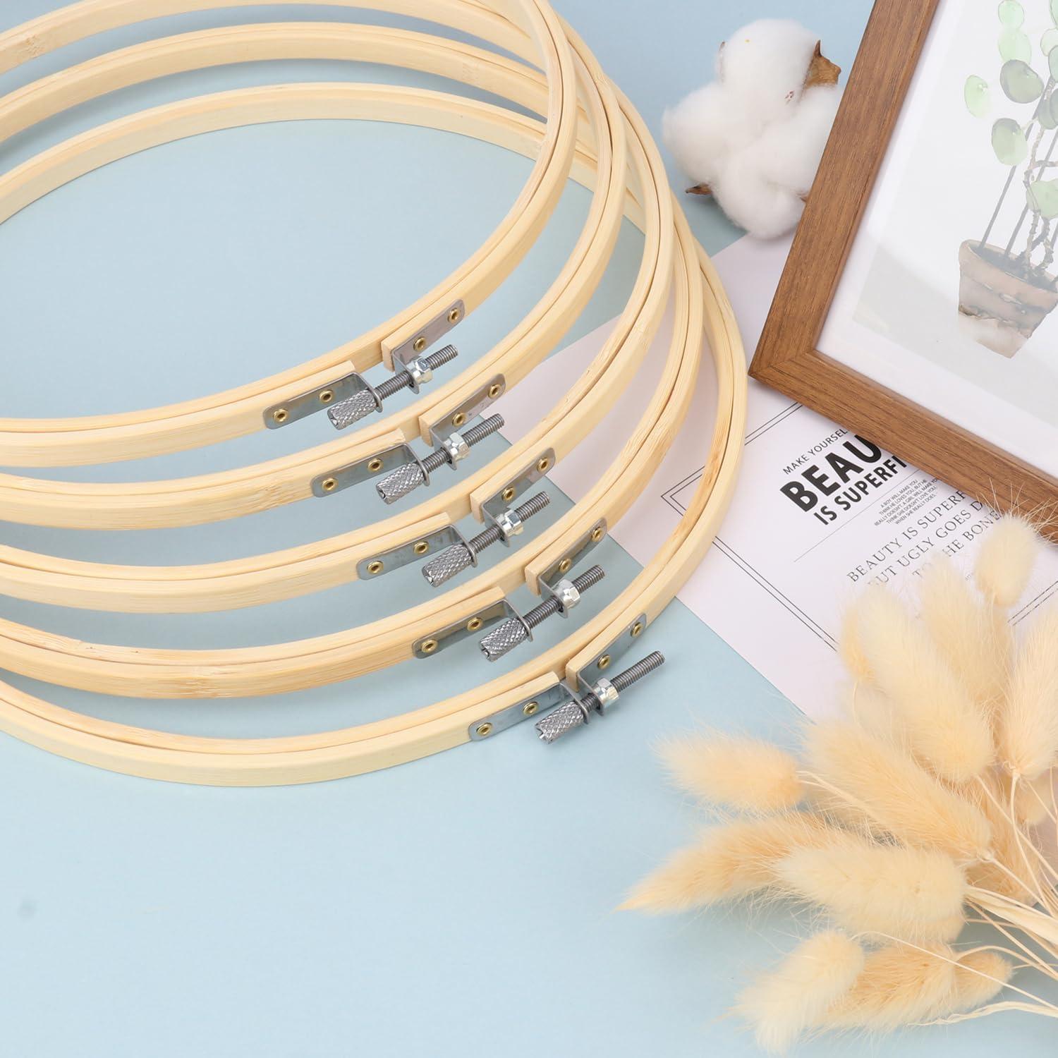 17 Aros de Bordado Ajustables IHDYPPEW 25.4 cm Bambú