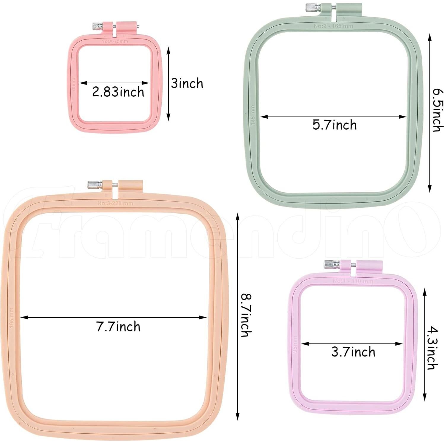Aros de Bordado Cuadrados Framendino - Paquete de 4 Reutilizables