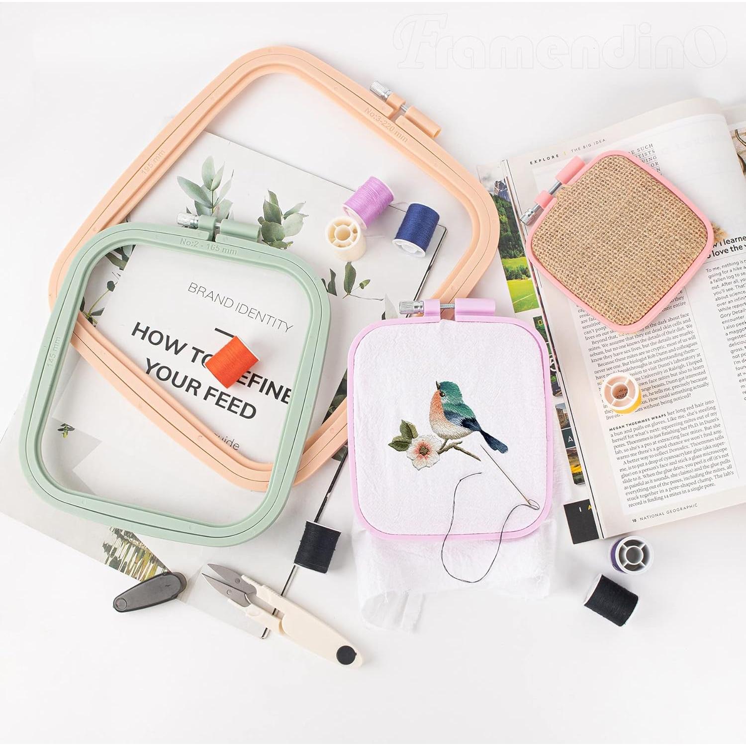 Aros de Bordado Cuadrados Framendino - Paquete de 4 Reutilizables