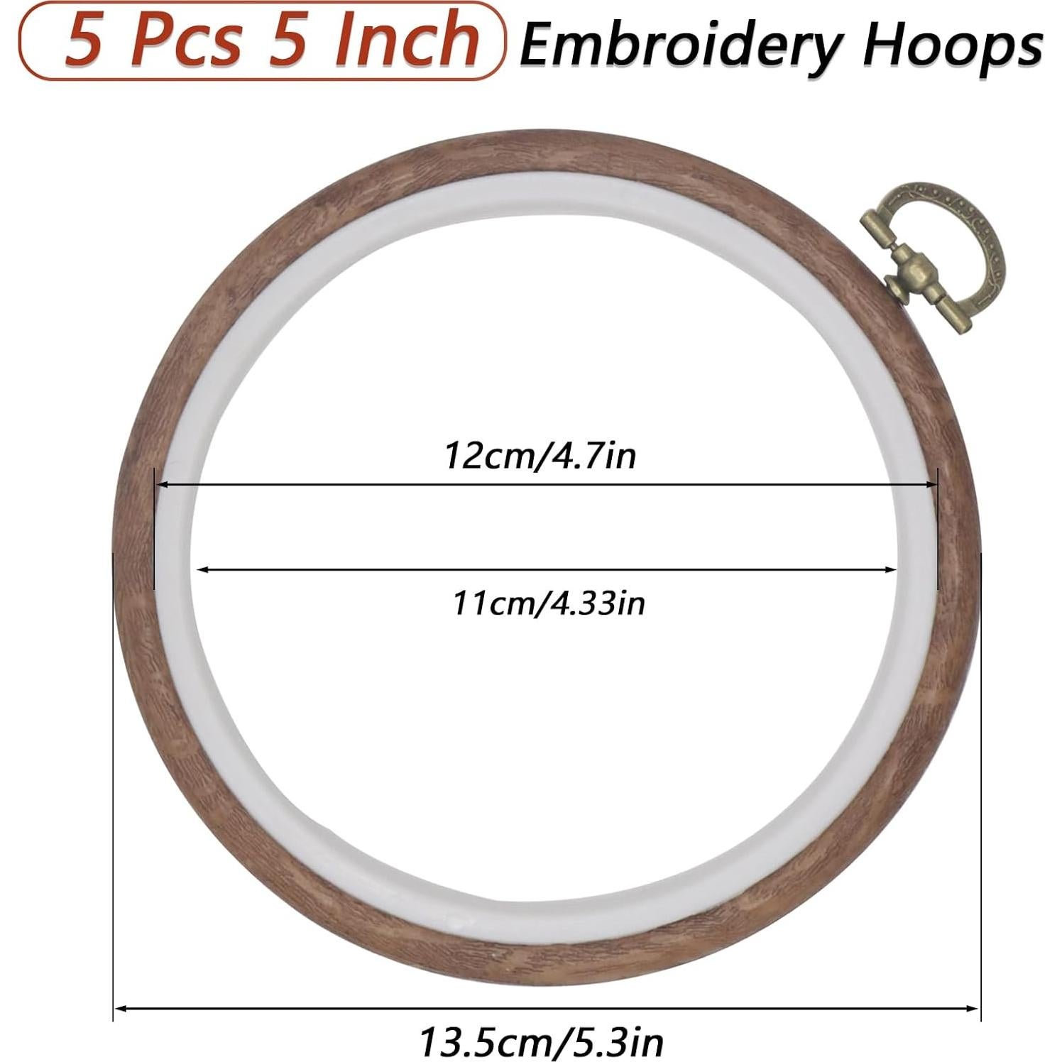 Kit de 5 Aros de Bordado Joyangy 12 cm Madera Imitada