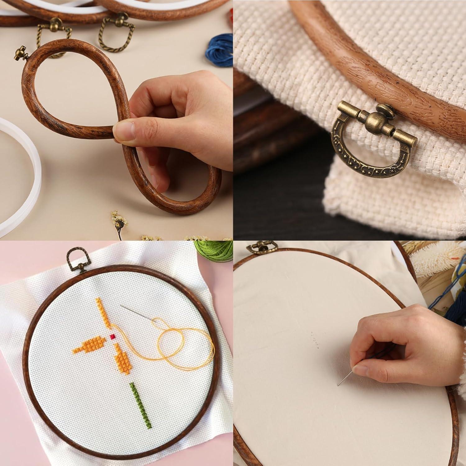 Kit de 5 Aros de Bordado Joyangy 12 cm Madera Imitada