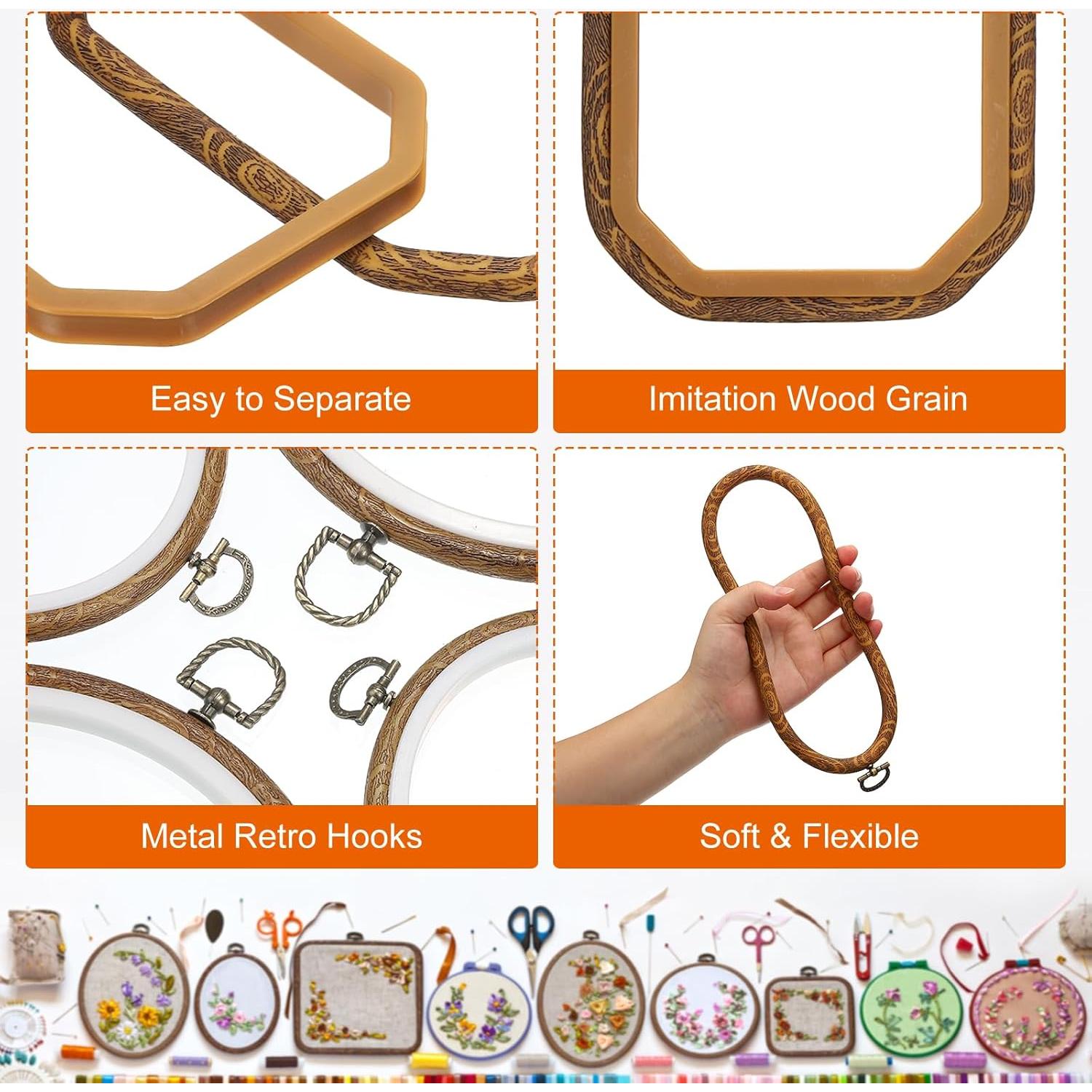 Set de 9 Aros de Bordado PATIKIL - 3 Tamaños, Plástico Goma