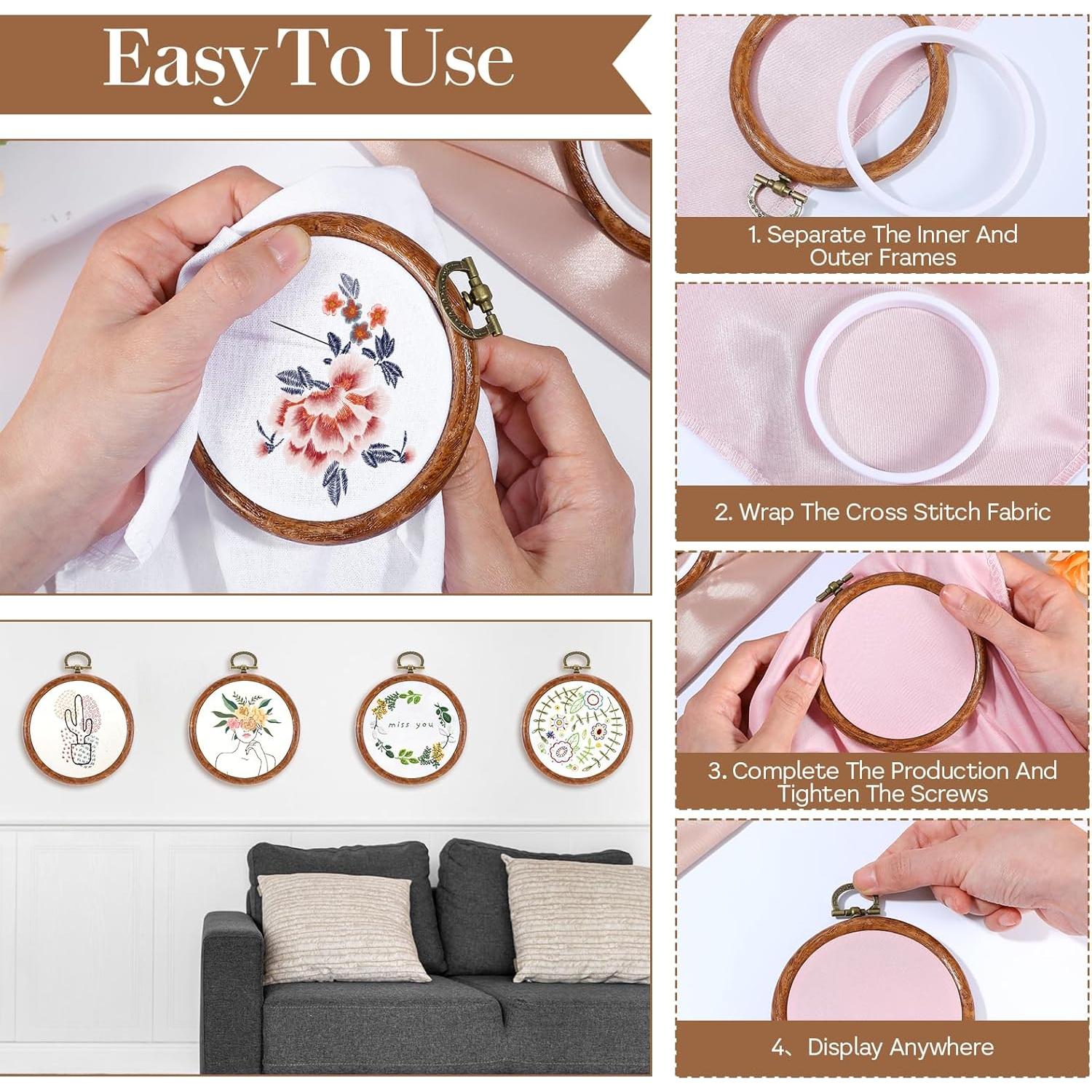 Conjunto de 15 Mini Aros de Bordado Cobee 7.6 cm Imitación Madera