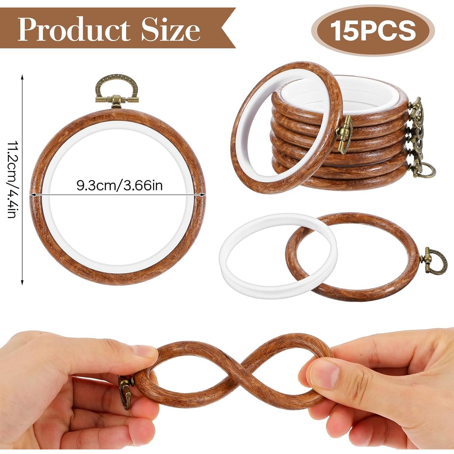 Conjunto de 15 Mini Aros de Bordado Cobee 7.6 cm Imitación Madera