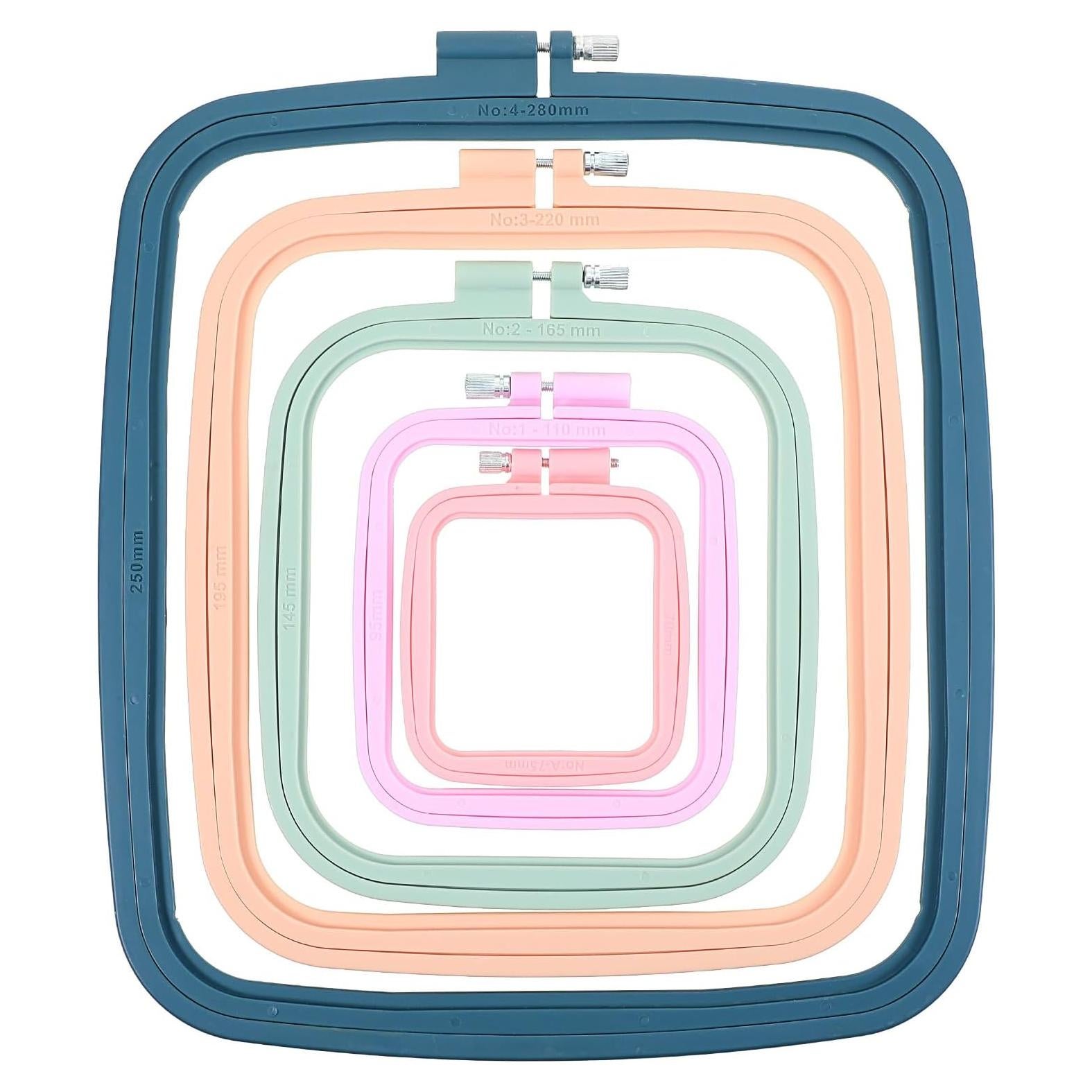 5 Aros de Bordado Cuadrados JOUTYFOR de Plástico ABS