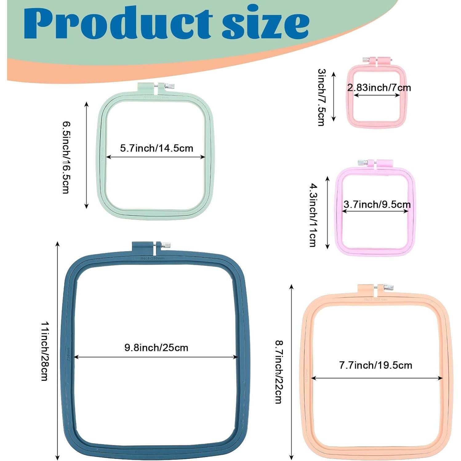 5 Aros de Bordado Cuadrados JOUTYFOR de Plástico ABS