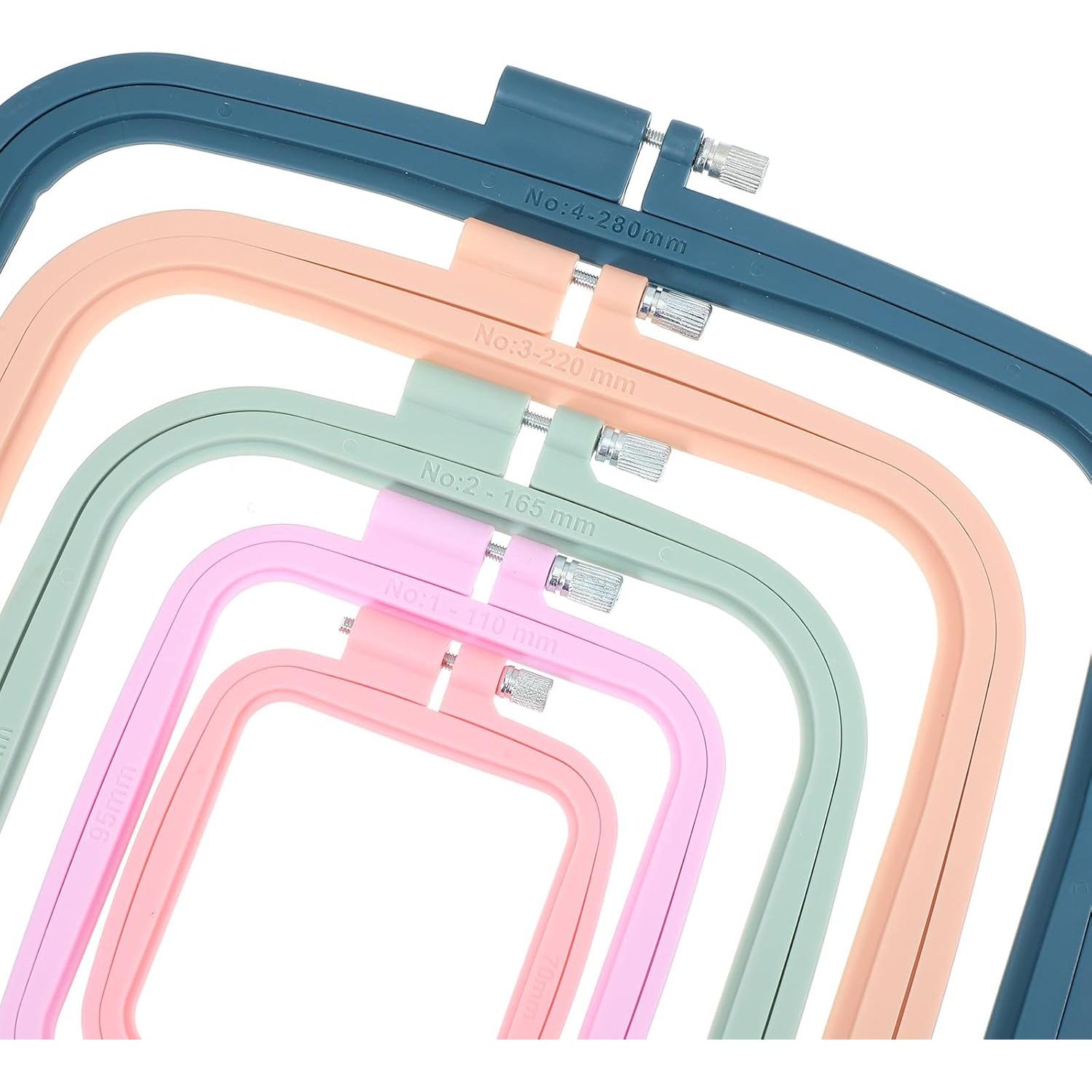 5 Aros de Bordado Cuadrados JOUTYFOR de Plástico ABS