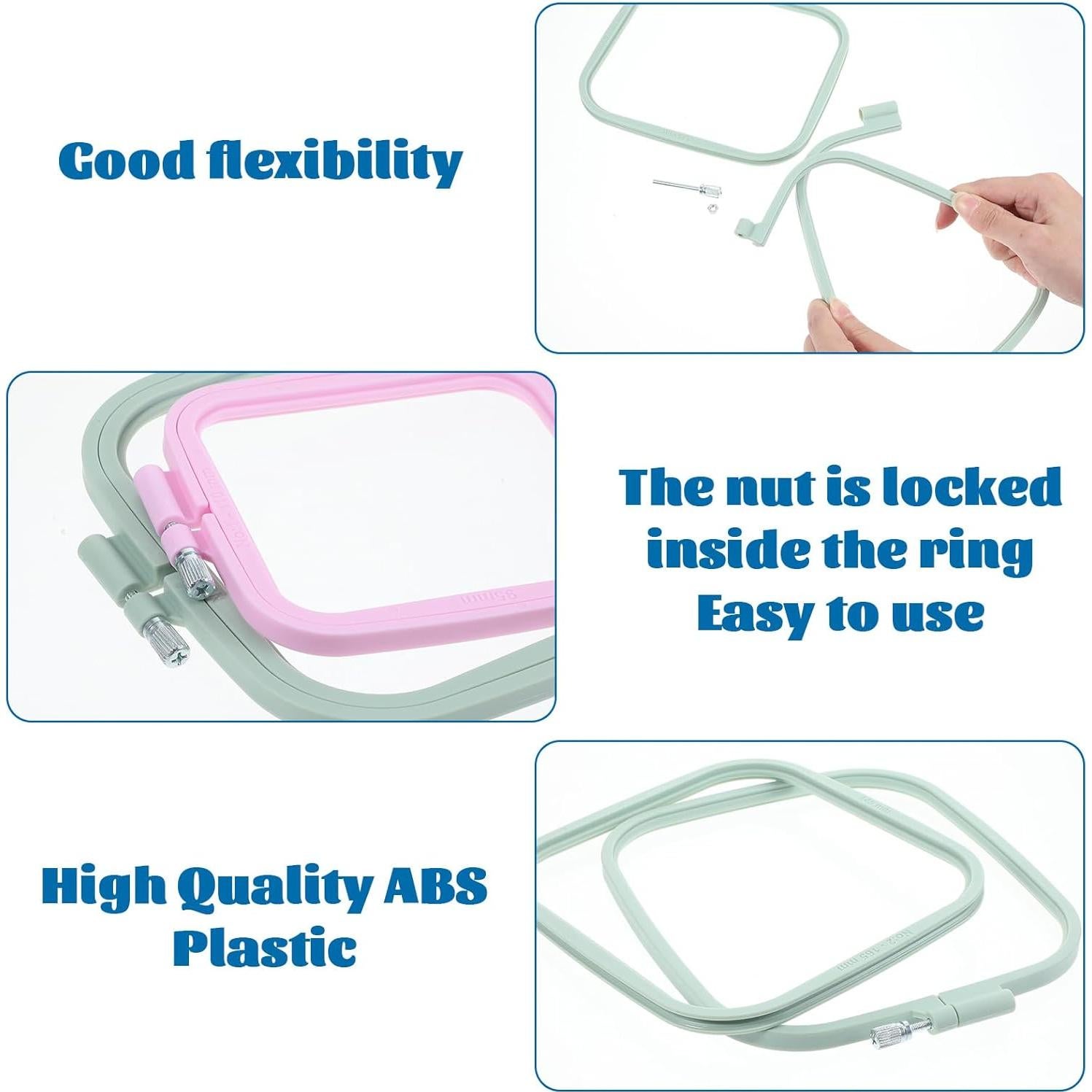 5 Aros de Bordado Cuadrados JOUTYFOR de Plástico ABS