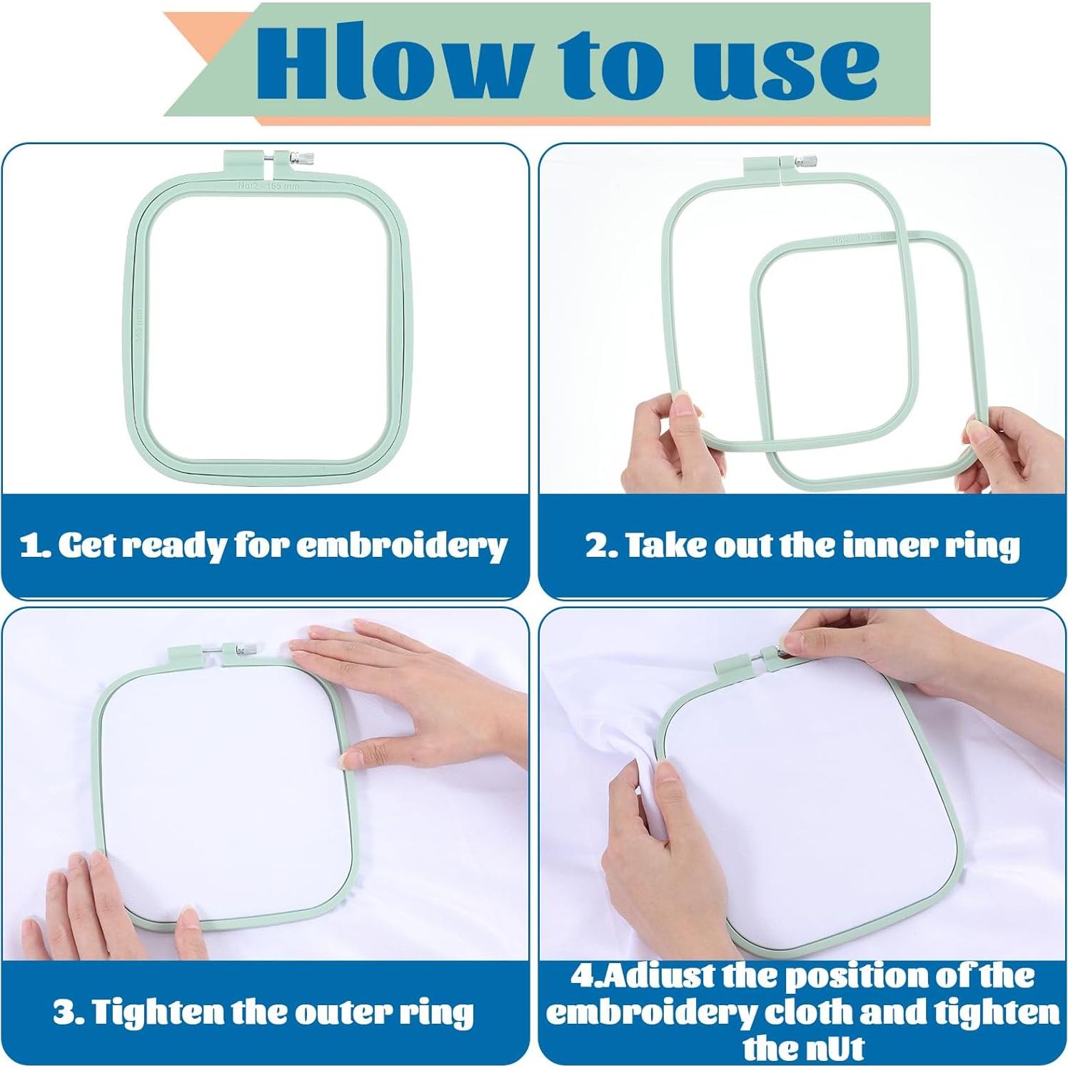 5 Aros de Bordado Cuadrados JOUTYFOR de Plástico ABS