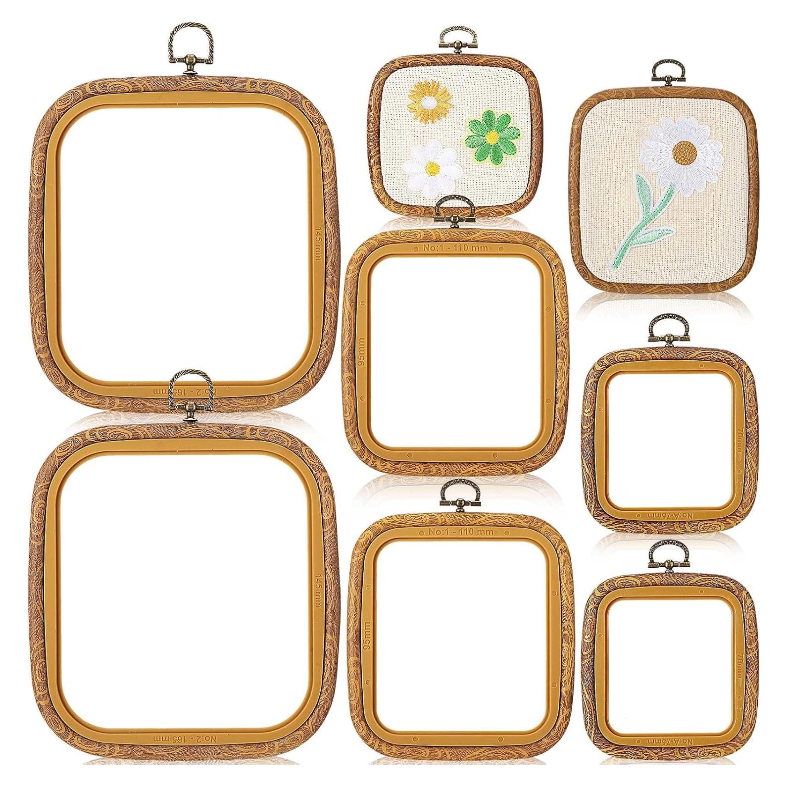 Qunclay 6 Aros de Bordado Cuadrados para Manualidades 3 Tamaños