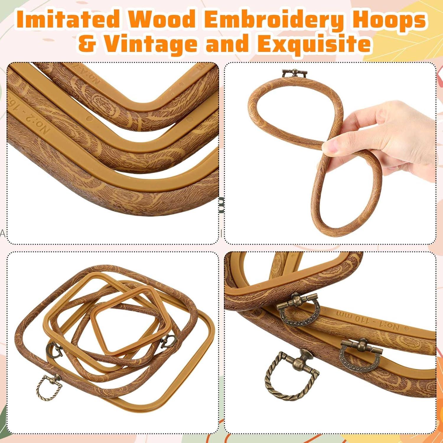 Qunclay 6 Aros de Bordado Cuadrados para Manualidades 3 Tamaños