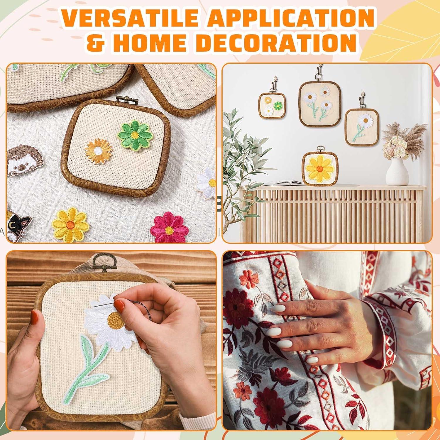 Qunclay 6 Aros de Bordado Cuadrados para Manualidades 3 Tamaños