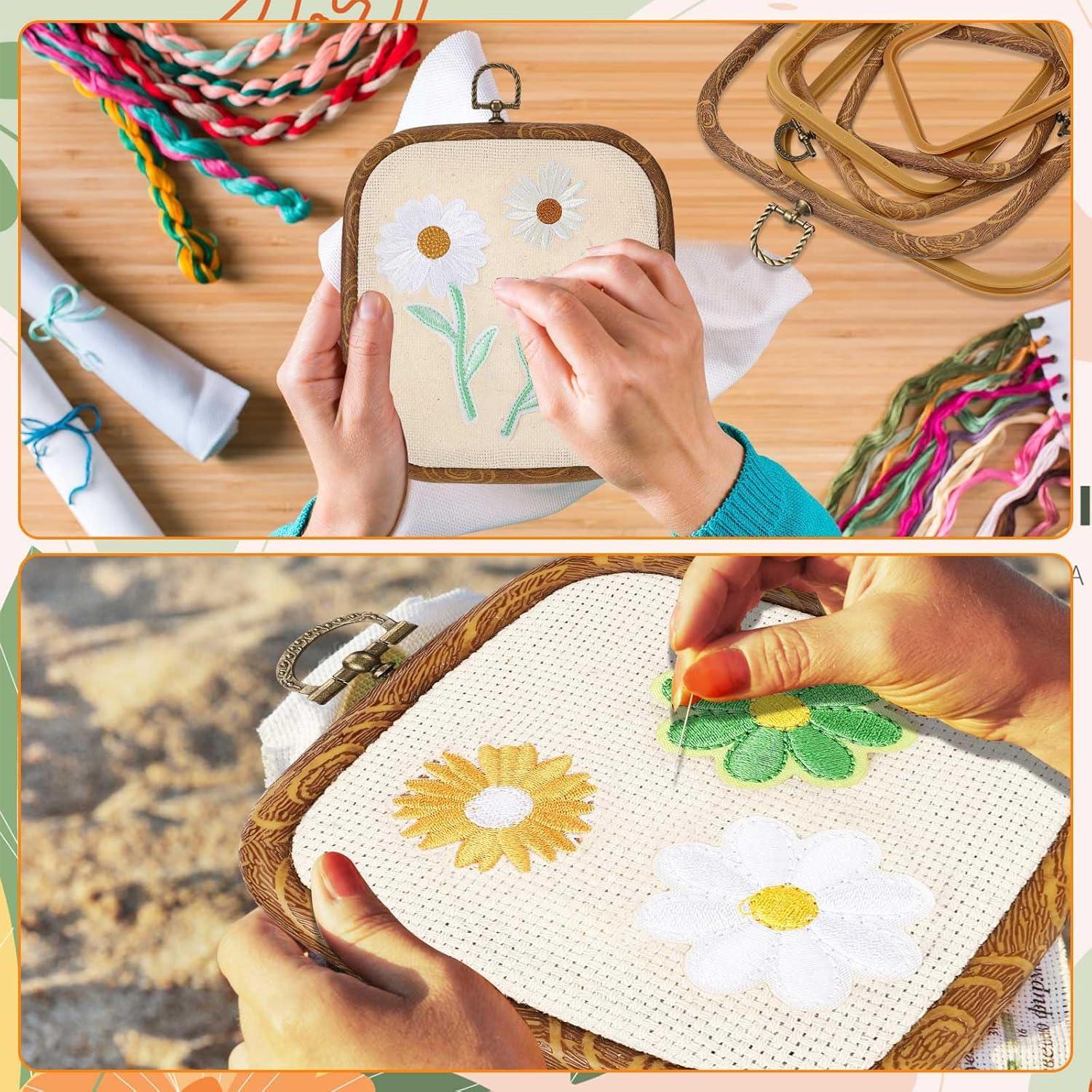 Qunclay 6 Aros de Bordado Cuadrados para Manualidades 3 Tamaños