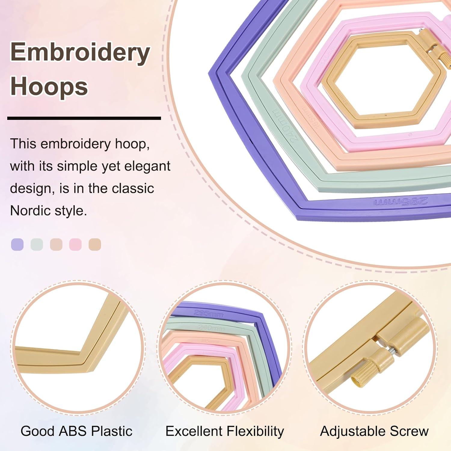 Aros de Bordado Hexagonales PATIKIL 3 Piezas 26x24 cm Caqui