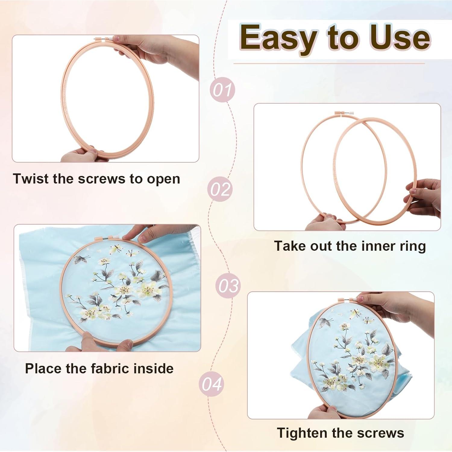 Aros de Bordado Hexagonales PATIKIL 3 Piezas 26x24 cm Caqui