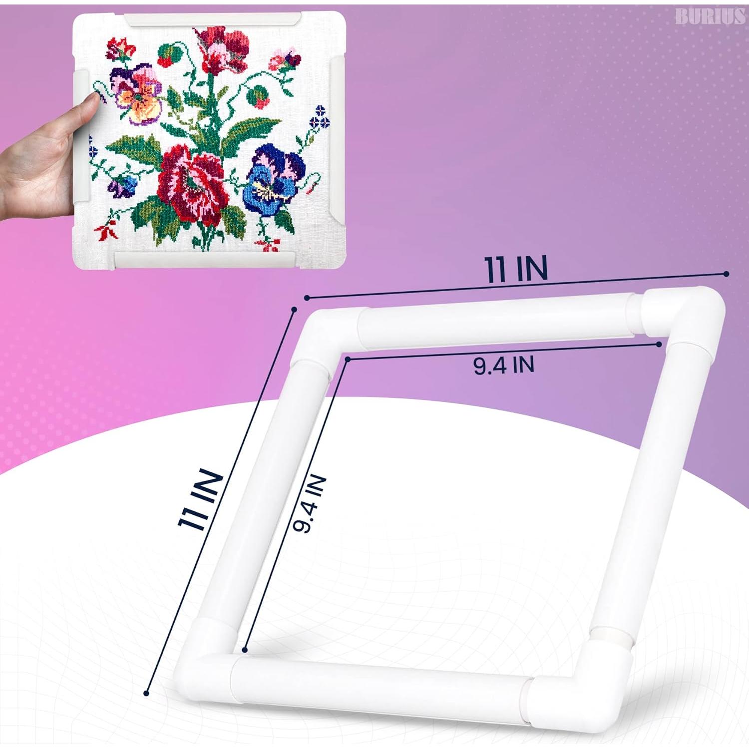 Aro de Bordado Cuadrado BURIUS 27.94 cm Blanco Reutilizable