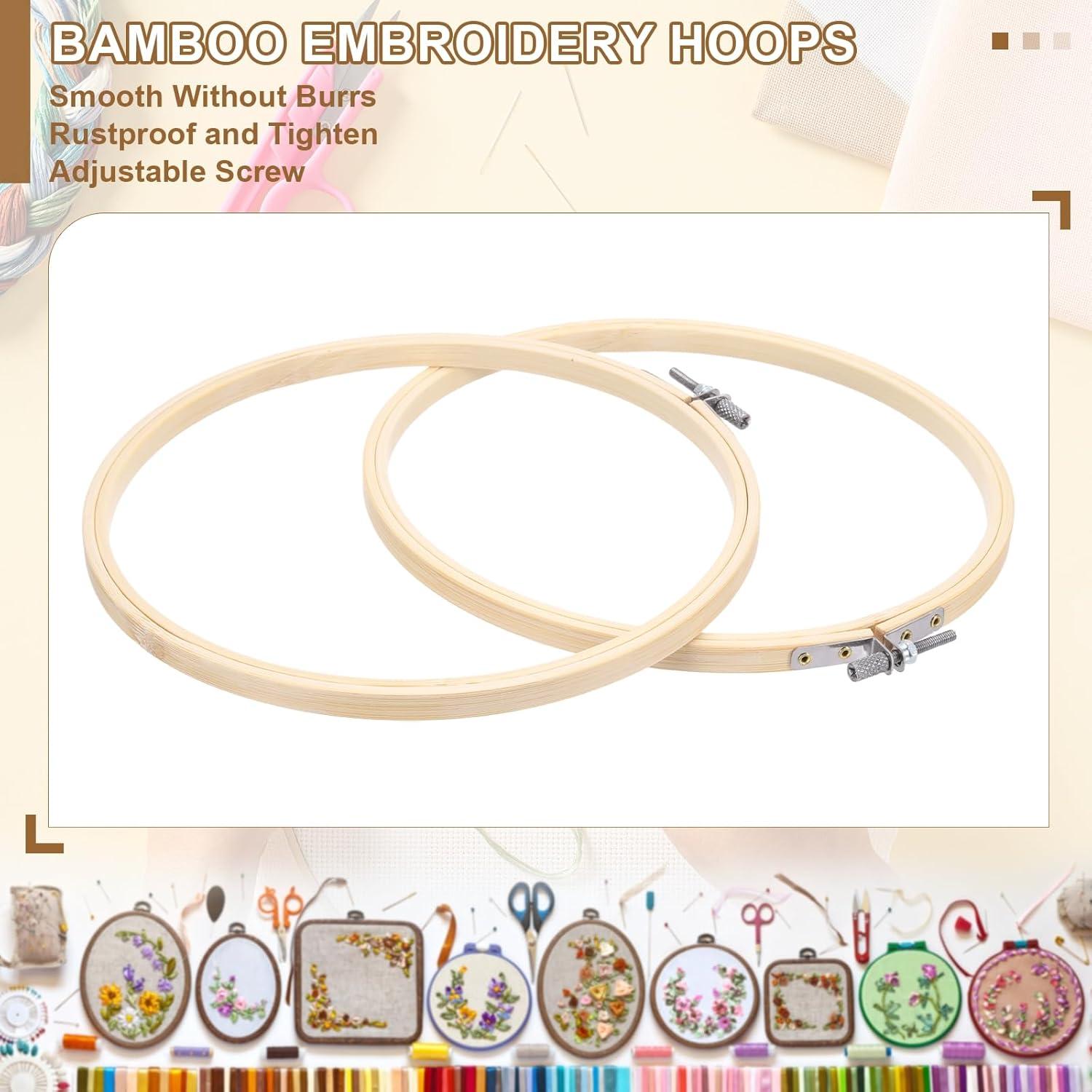 Aros de Bordado PATIKIL 20cm de Bambú - 6 Piezas con Destornillador