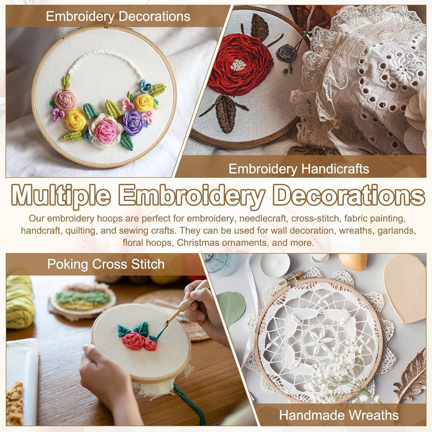 Aros de Bordado PATIKIL 20cm de Bambú - 6 Piezas con Destornillador