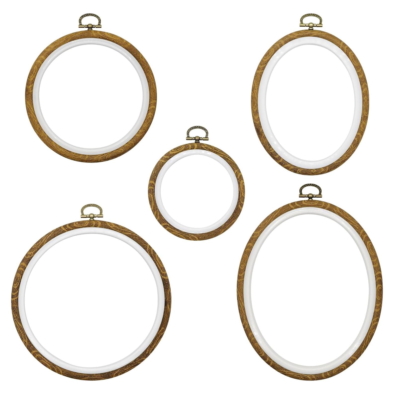 Aros de Bordado Faylapa 5 Pcs Redondos y Ovalados 10-19 cm